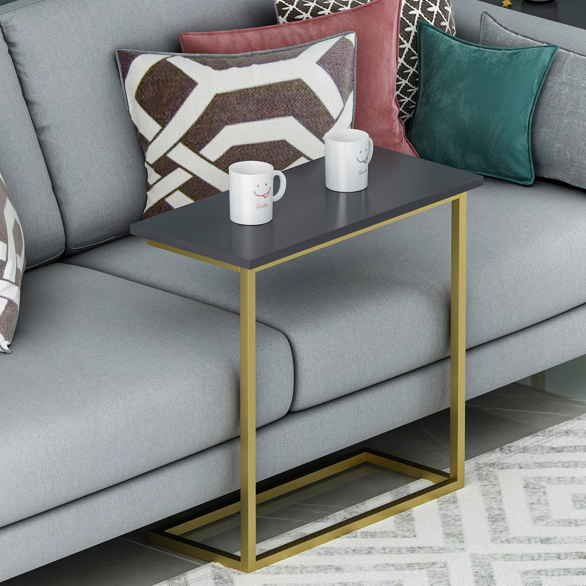 Beistelltisch Narin anthrazit gold Optik Metall B/H/T: ca. 64x62x30 cm Narin - gold/anthrazit (64,00/62,00/30,00cm) - moebel17