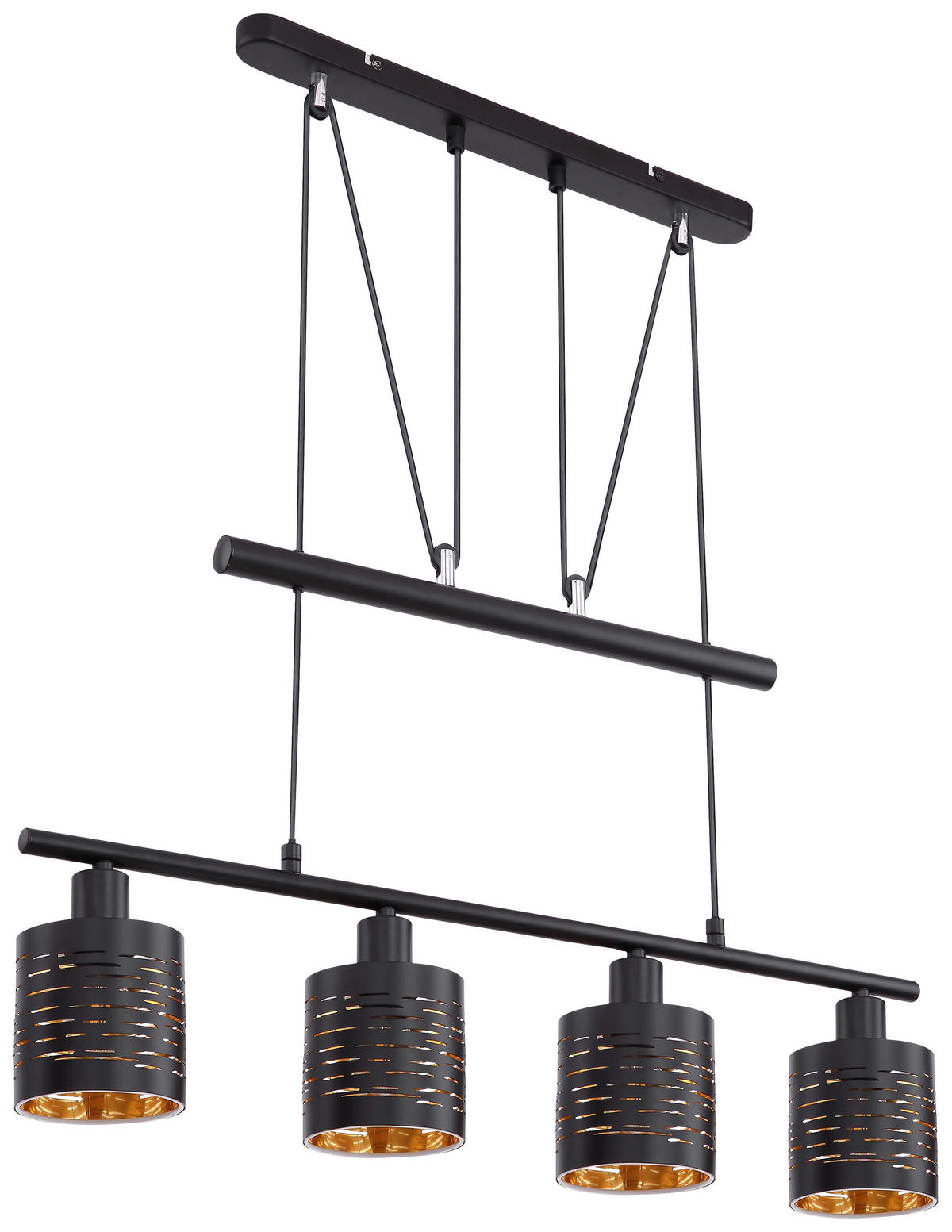 GLOBO Pendelleuchte 15342-4HZ schwarz gold Kunststoff Metall B/H: ca. 70x180 cm E14 4 Brennstellen Pendelleuchte_Tunno - gold/schwarz (70,00/180,00cm) - GLOBO