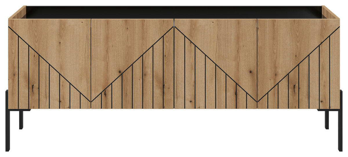 TV-Lowboard Neo Evoke Oak Nachbildung schwarz B/H/T: ca. 153x62x40 cm Neo - schwarz (153,00/62,00/40,00cm) - xonox.home