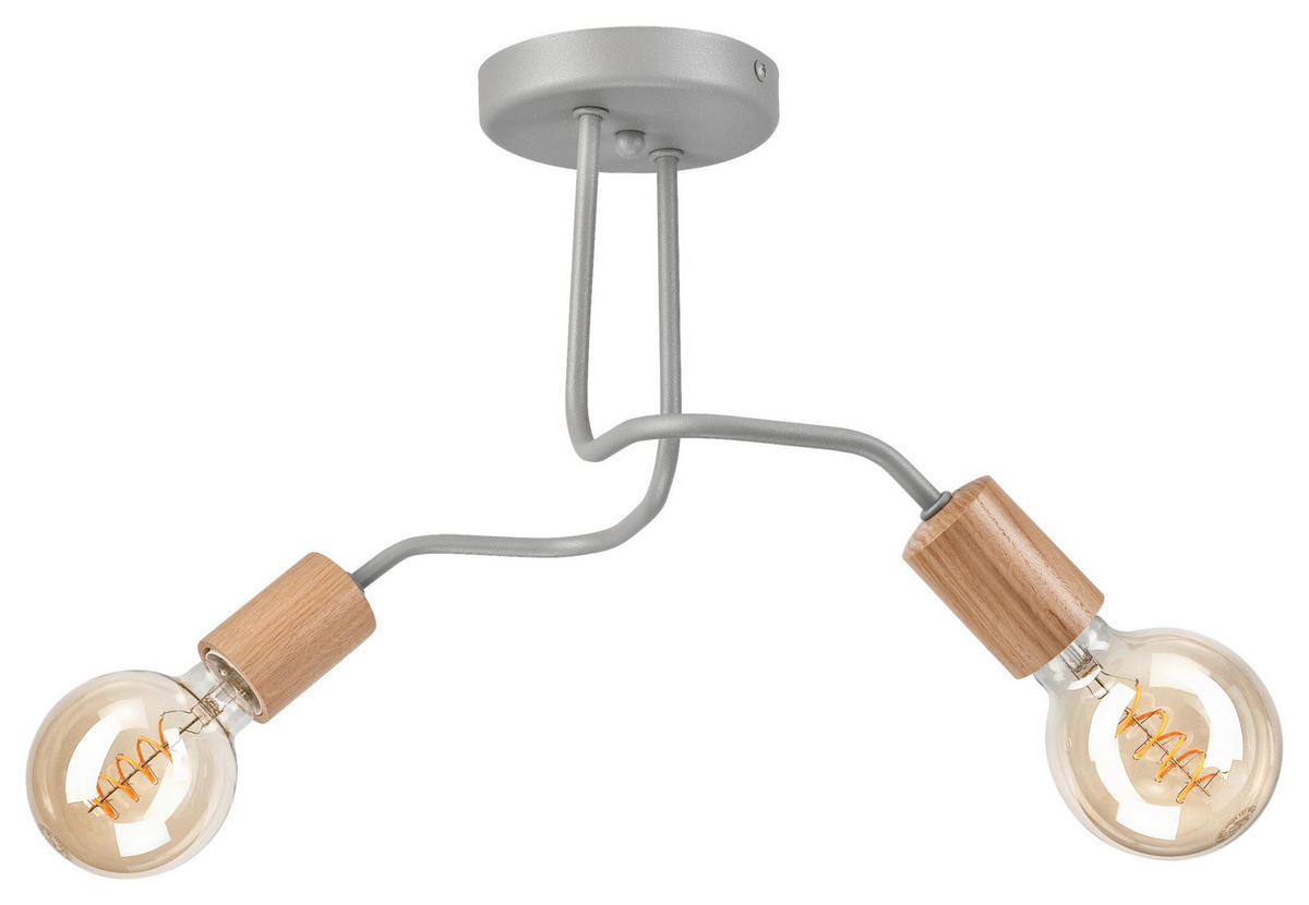 Lamkur Deckenleuchte braun Stahl Glas B/H/L: ca. 45x26x45 cm E27 2 Brennstellen CONOR - braun (45,00/45,00/26,00cm) - Lamkur