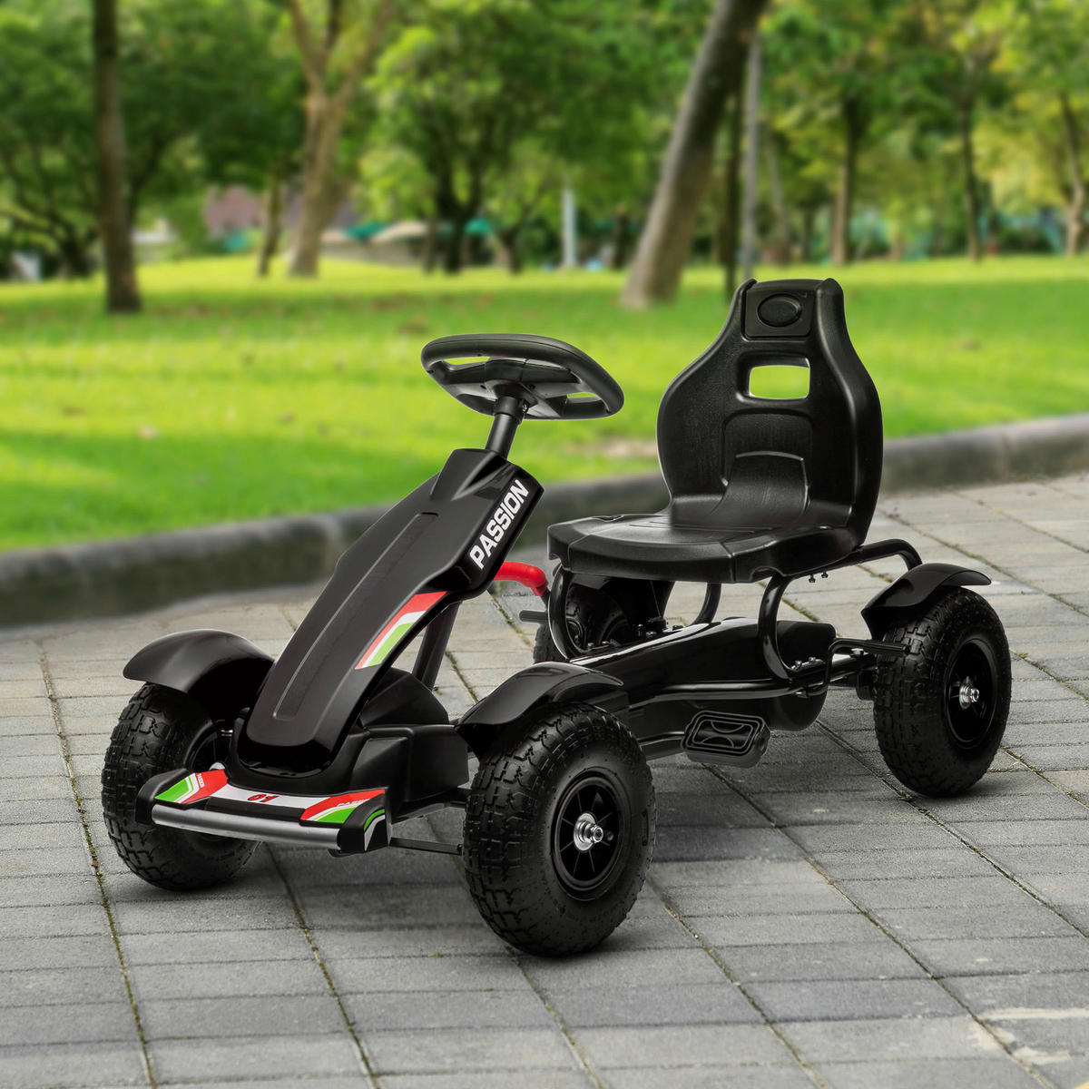 HOMCOM Kinder-Fahrzeug schwarz B/H/L: ca. 58x121x61 cm Gokart - schwarz (61,00/58,00/121,00cm) - HOMCOM