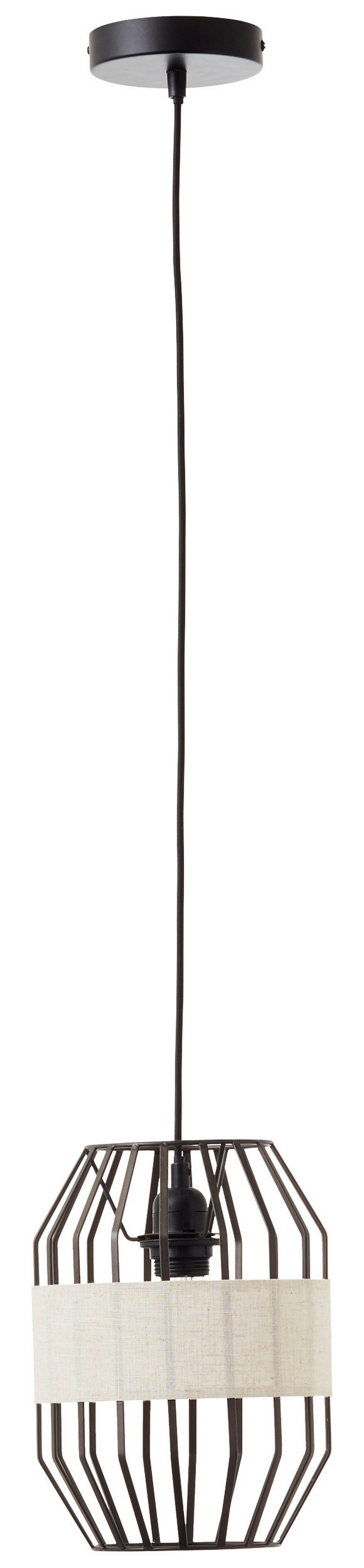 Brilliant Pendelleuchte Slope 99478/76 schwarz natur Metall Textil H/D: ca. 136x23 cm E27 1 Brennstellen Slope - natur/schwarz (23,00/136,00cm) - Brilliant