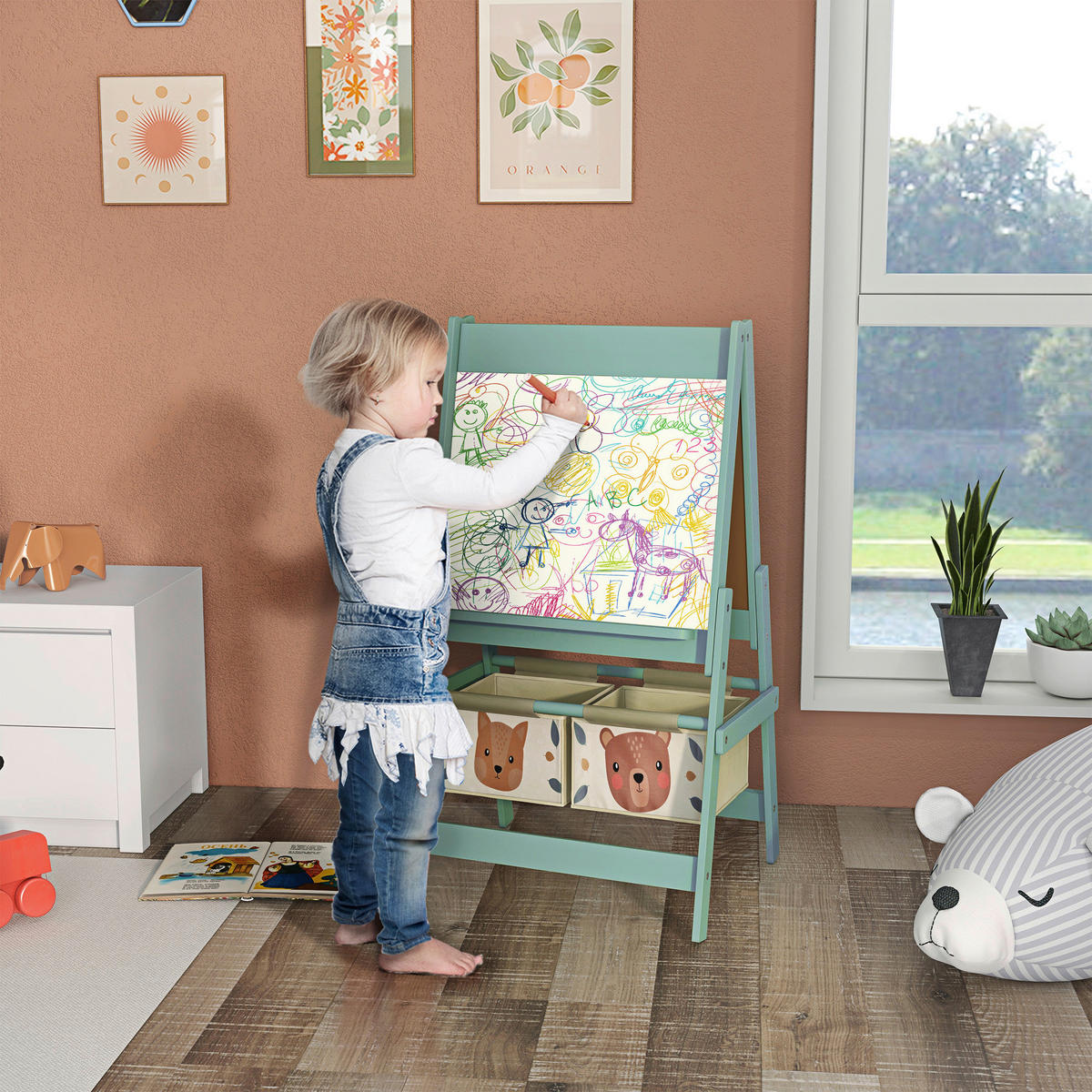 AIYAPLAY Kindertafel B/H/L: ca. 46,5x93x54 cm Kindertafel - grün (54,00/46,50/93,00cm) - AIYAPLAY