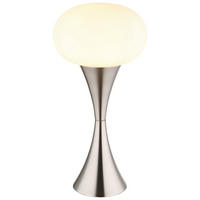 GLOBO Tischleuchte nickel matt Opal Metall Glas H/D: ca. 36,9x18 cm E14 1 Brennstellen LULA - nickel matt/Opal (18,00/36,90cm) - GLOBO