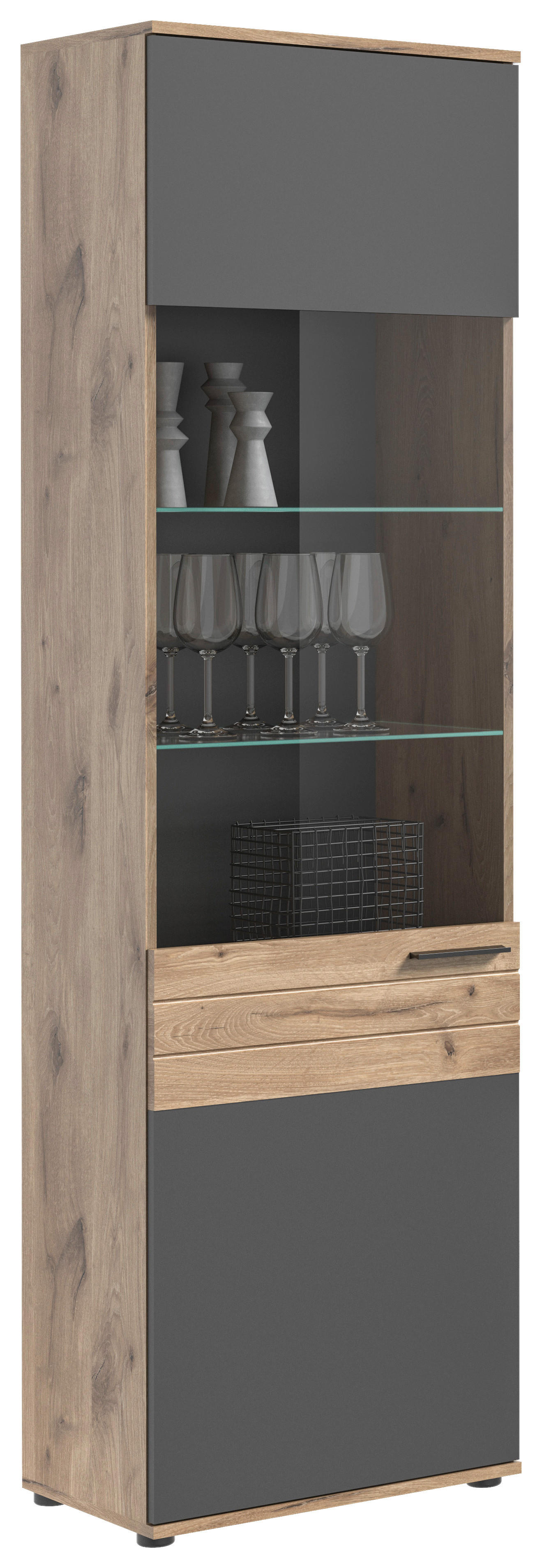 Standvitrine Mason Nox Oak Nachbildung dunkelgrau B/H/T: ca. 57x200x37 cm