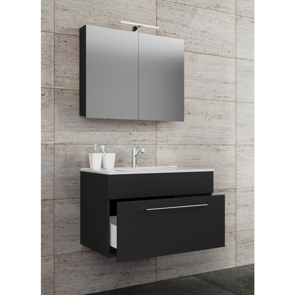 Thumbnail - Waschplatz 3tlg-Badinos schwarz B/H/T: ca. 80x50x46 cm