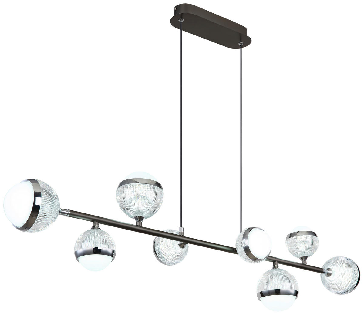 GLOBO LED-Pendelleuchte transparent Chrom titanfarbig Acryl Aluminium Metall B/H/T: ca. 24x120x109 cm UNTSY - titanfarbig/Chrom (24,00/120,00/109,00cm) - GLOBO