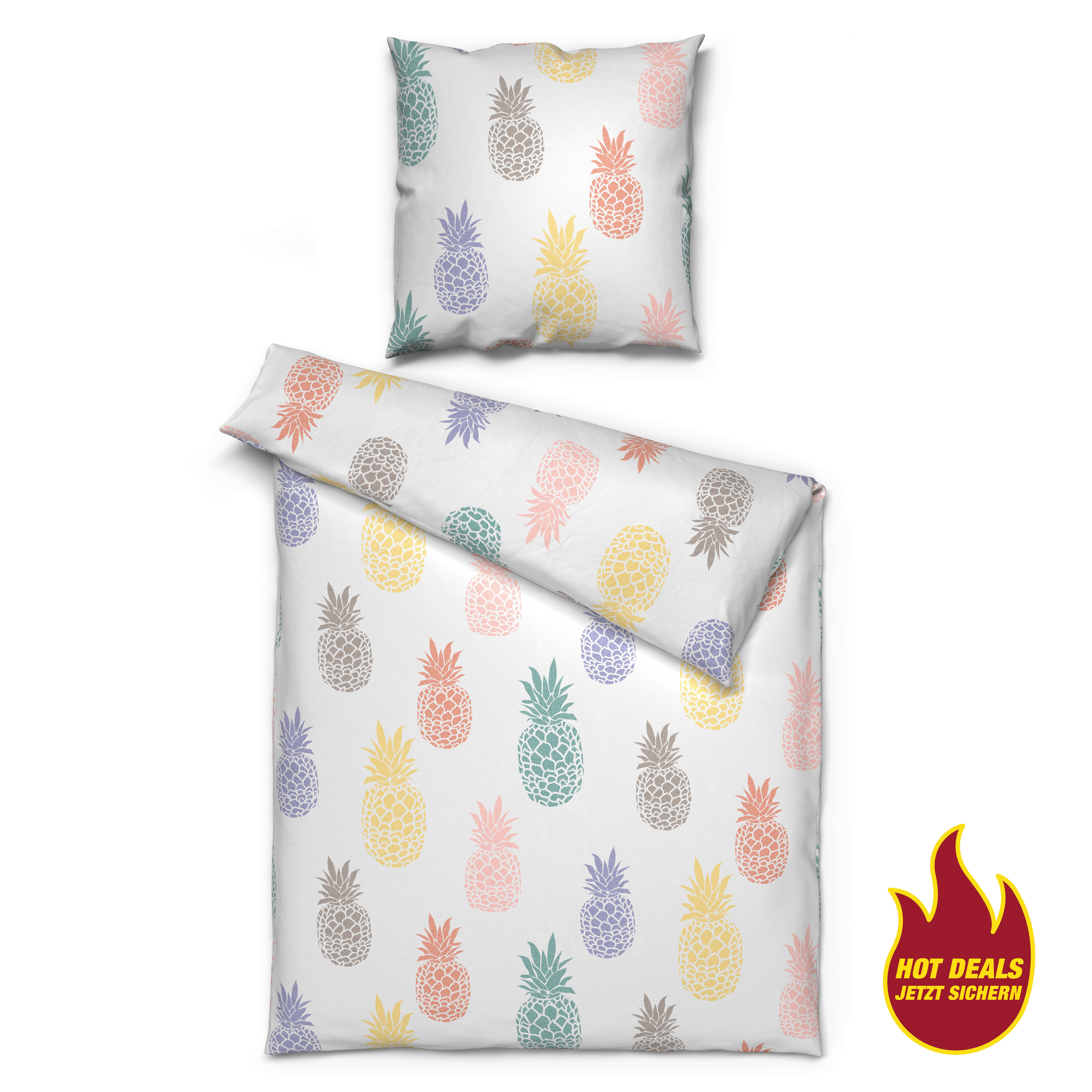 Baumwoll Bettwäsche Cotton touch Bettwäsche_Cotton-Touch Ananas - multicolor (135,00/200,00cm) - Sensation