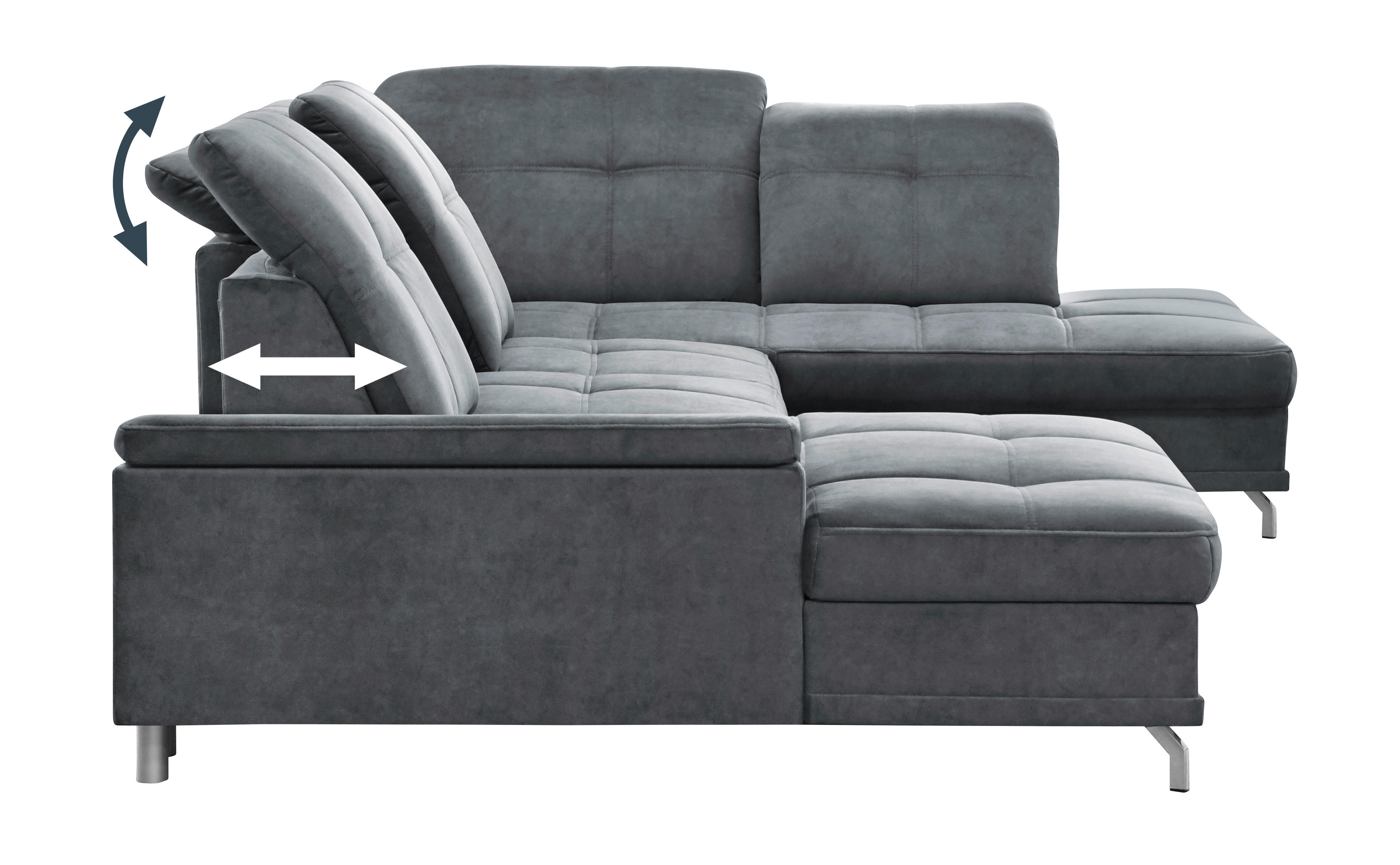 Wohnlandschaft anthrazit Britta_OT/BK/STV-2F/STV-REC/STV_WL - anthrazit (135,00/280,00cm)