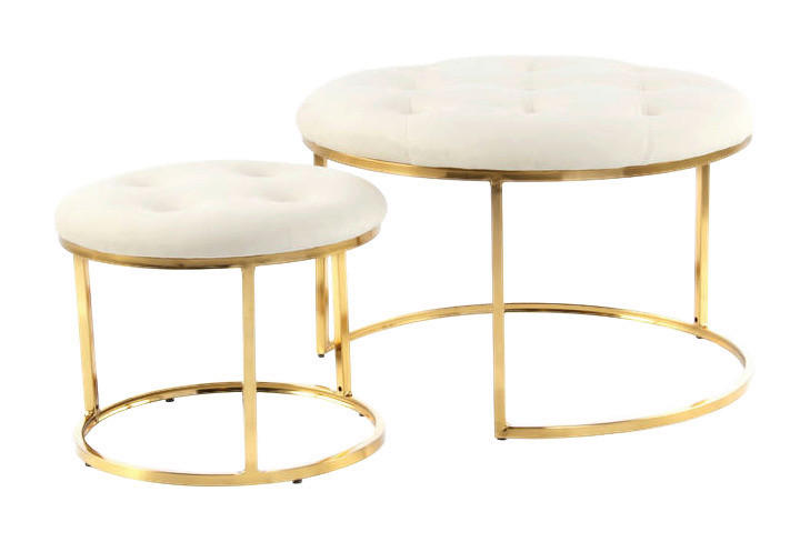360 Living Hocker Myla 100 2er-Set elfenbein gold Metall Samt H/D: ca. 41x60 cm Myla 100 2er-Set - gold/elfenbein (60,00/41,00cm) - 360 Living
