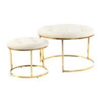 360 Living Hocker Myla 100 2er-Set elfenbein gold Metall Samt H/D: ca. 41x60 cm Myla 100 2er-Set - gold/elfenbein (60,00/41,00cm) - 360 Living