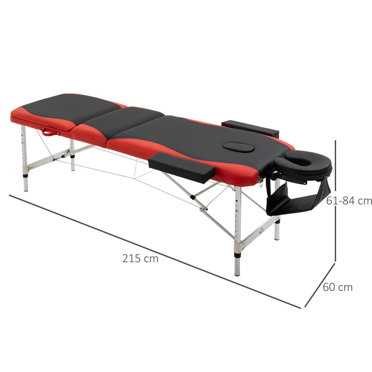 HOMCOM Massageliege rot PVC B/H/L: ca. 60x215x84 cm Massageliege - rot/schwarz (84,00/60,00/215,00cm) - HOMCOM