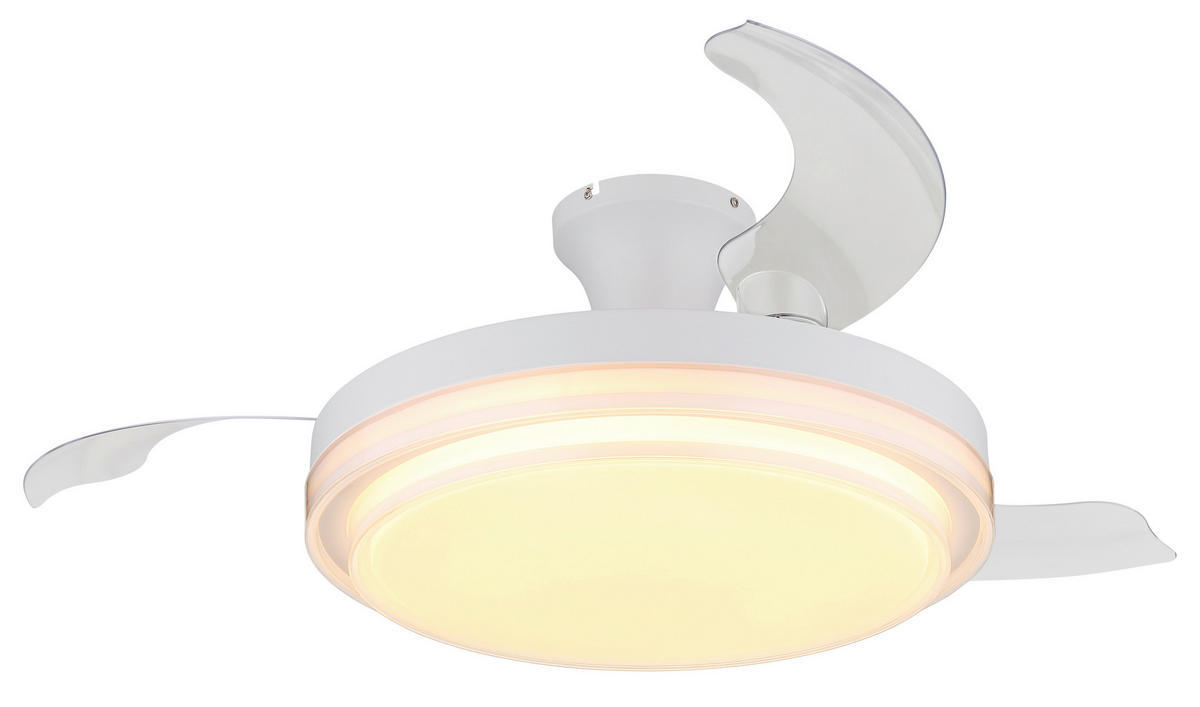 GLOBO LED-Deckenventilator weiß Opal klar H/D: ca. 27,5x106,6 cm max. 40 W BELIZ - klar/weiß (106,60/27,50cm) - GLOBO