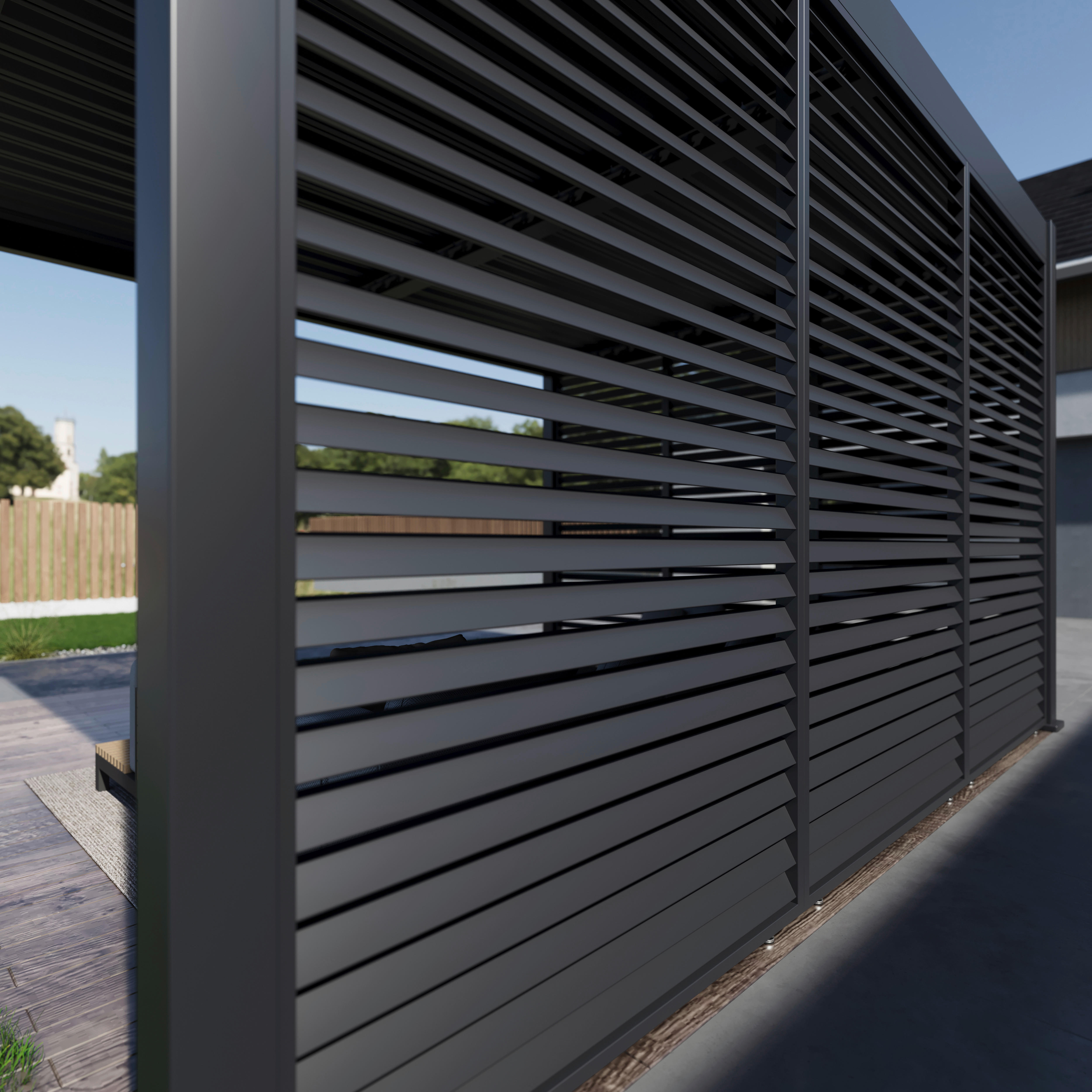 Thumbnail - Paragon Outdoor Lamellen-Sichtschutz Grand Tuscan grau Aluminium B/H: ca. 94x234 cm