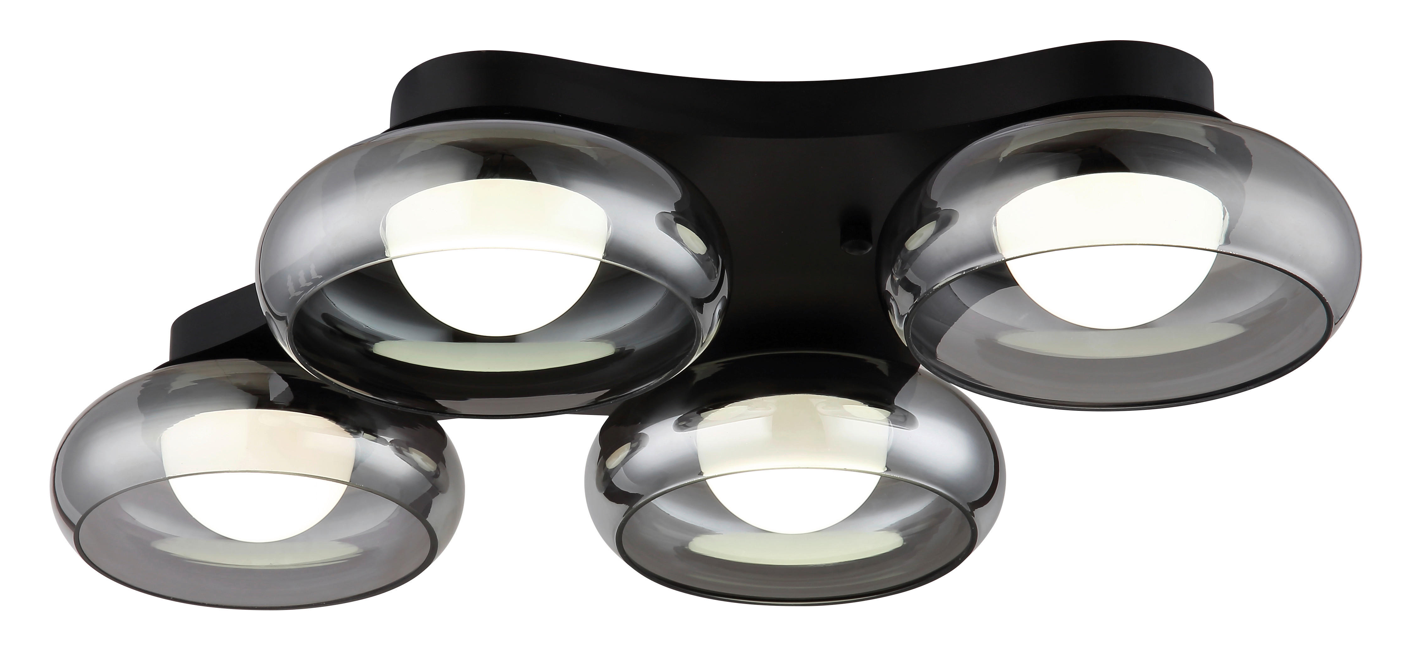 GLOBO Deckenleuchte Opal Rauch schwarz Metall Glas Acryl B/H/L: ca. 46x10x65 cm 1 Brennstellen CARLENE - schwarz/Opal (65,00/46,00/10,00cm) - GLOBO