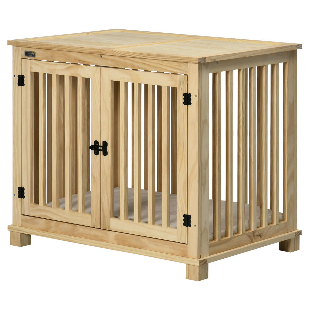 PawHut Hunde-Zubehör cremeweiß Kiefer B/H/L: ca. 57x82,5x72 cm Hundekäfig - natur/cremeweiß (72,00/57,00/82,50cm) - PawHut