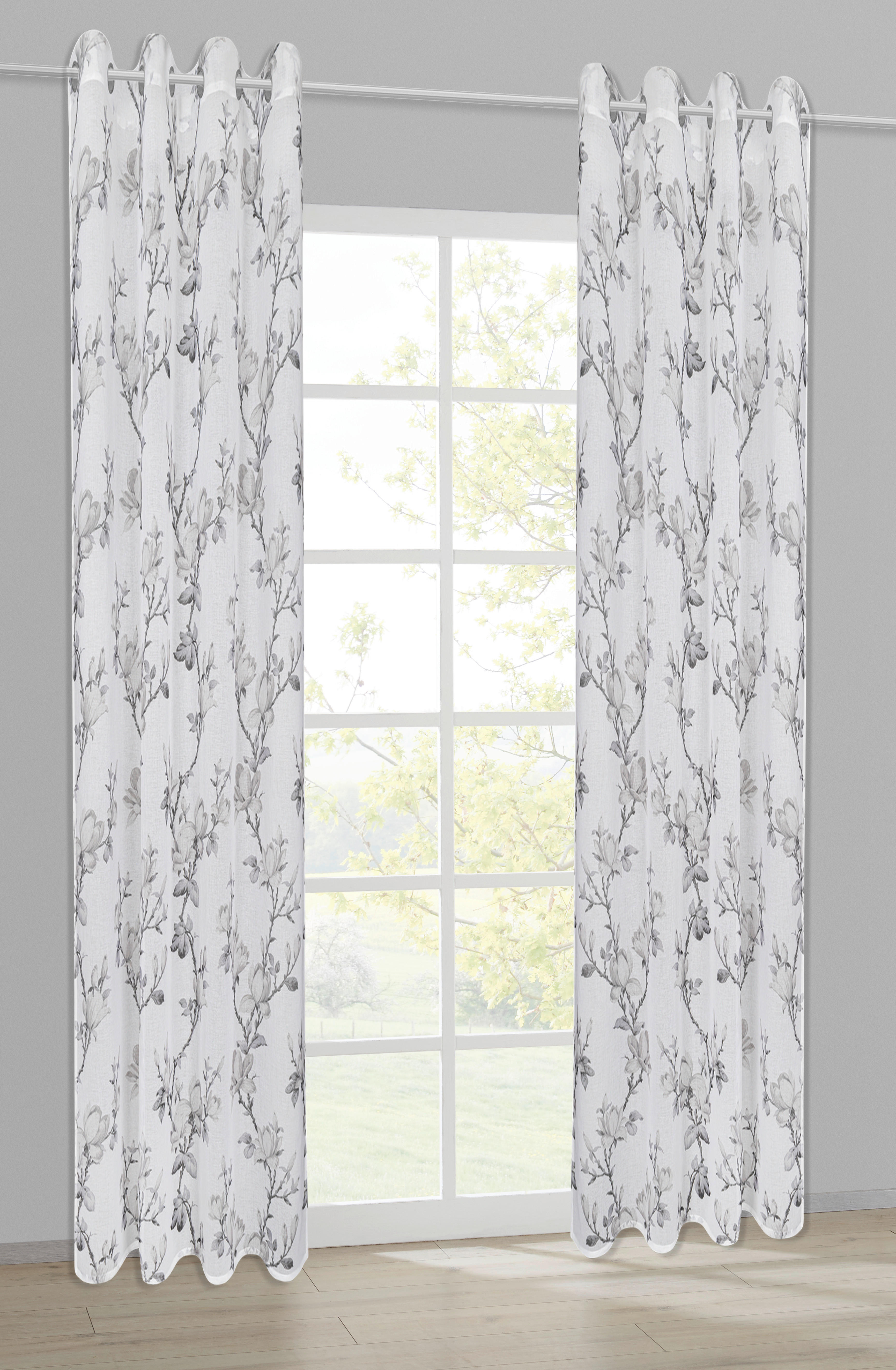 Ösenschal Blume weiß B/L: ca. 140x245 cm günstig online kaufen