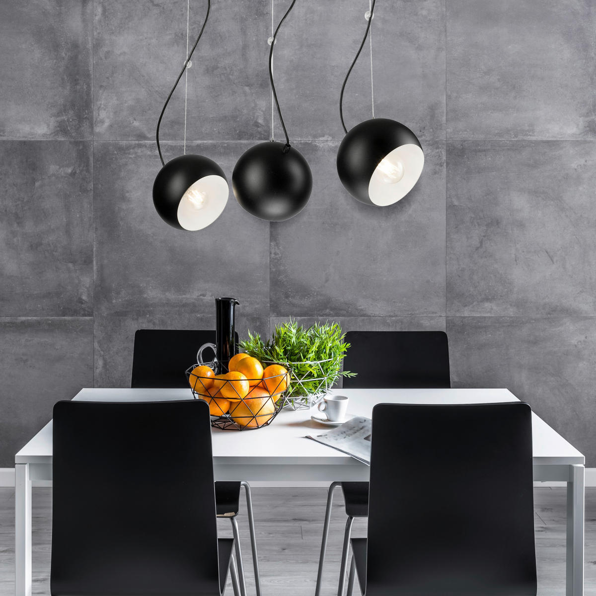 Lamkur Pendelleuchte INEZ 37486 schwarz Stahl H/L: ca. 70x70 cm E27 3 Brennstellen Inez - schwarz (70,00cm) - Lamkur