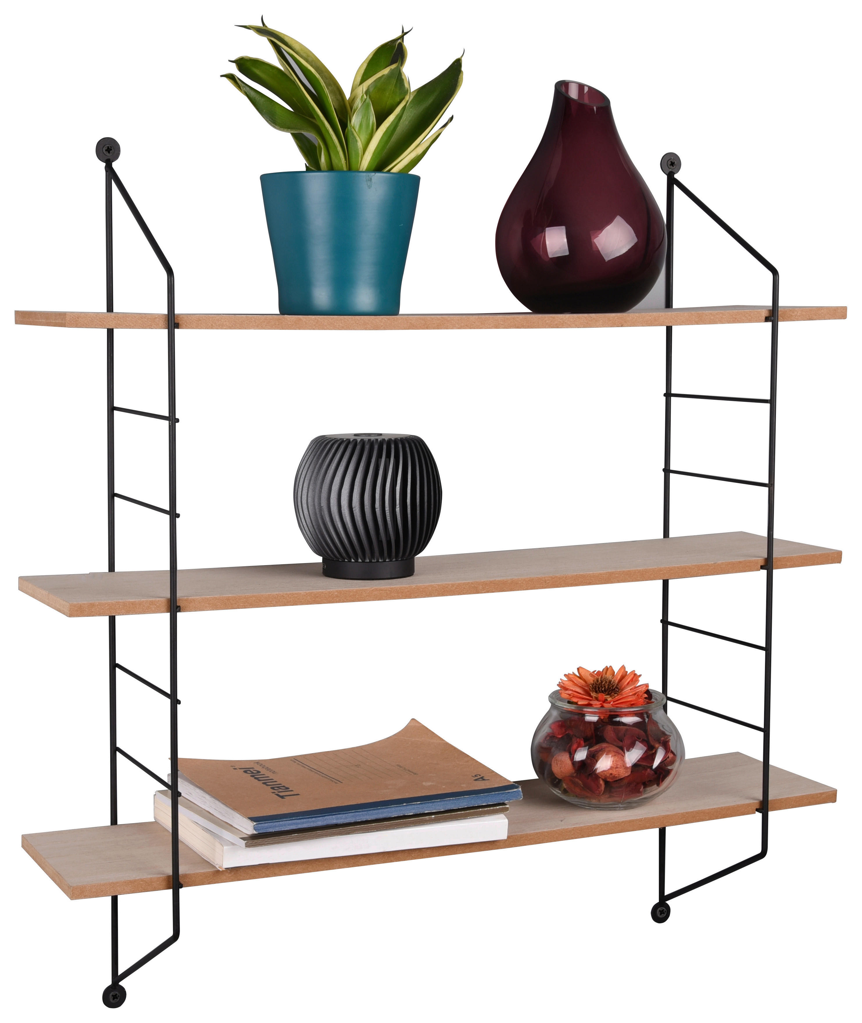 Wandregal Ella schwarz B/H/T: ca. 60x62x15 cm Ella - schwarz (60,00/62,00/15,00cm)