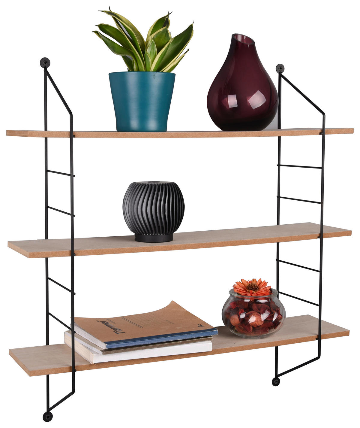 Wandregal Ella schwarz B/H/T: ca. 60x62x15 cm Ella - schwarz (60,00/62,00/15,00cm)