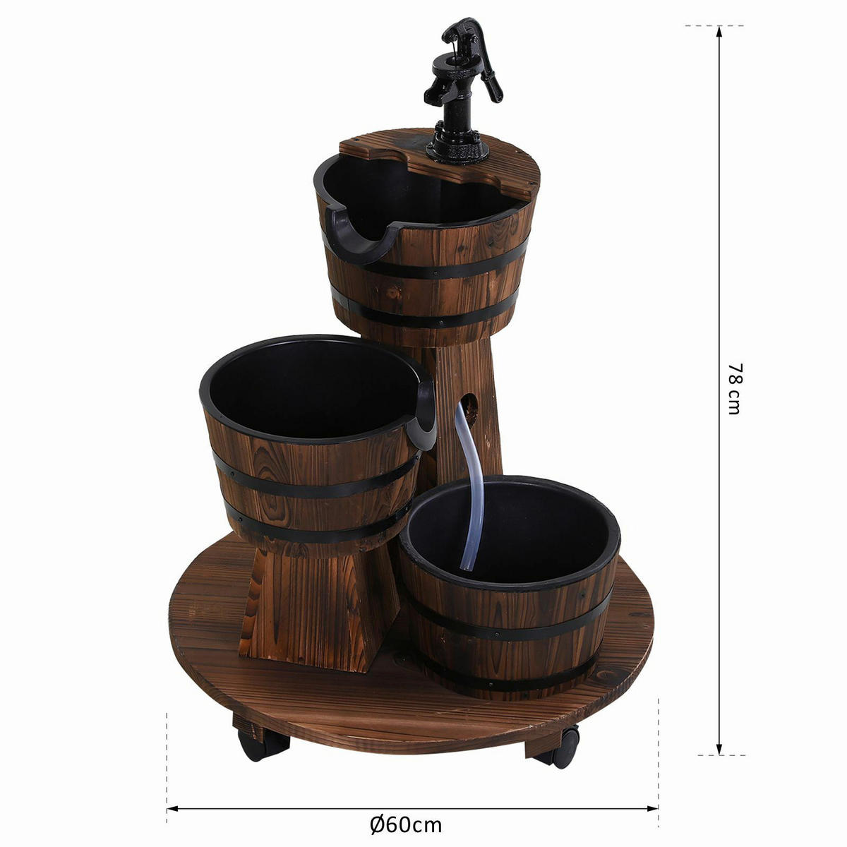Outsunny Holzfass-Brunnen schwarz B/H/L: ca. 60x78x60 cm Holzfass-Brunnen - schwarz (60,00/60,00/78,00cm) - Outsunny