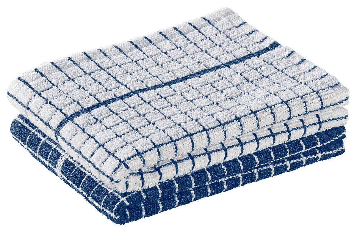 Geschirrtuch Geschirrtuch_Frottee_2erPack blau - blau/weiß (40,00/60,00cm) - POCOline
