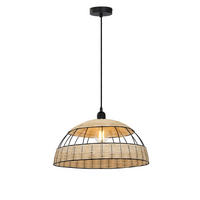 GLOBO Pendelleuchte STRAHLER 15667H schwarz Rattan Metall H/D: ca. 120x40 cm 1.0 Brennstellen STRAHLER - schwarz (40,00/120,00cm) - GLOBO