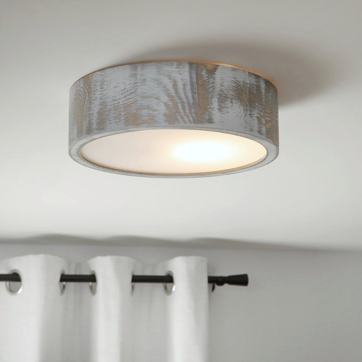 Lamkur Deckenleuchte hellbraun weiß Glas Holz B/H/L: ca. 28,5x12x28,5 cm 1 Brennstellen Eveline - weiß/hellbraun (28,50/28,50/12,00cm) - Lamkur