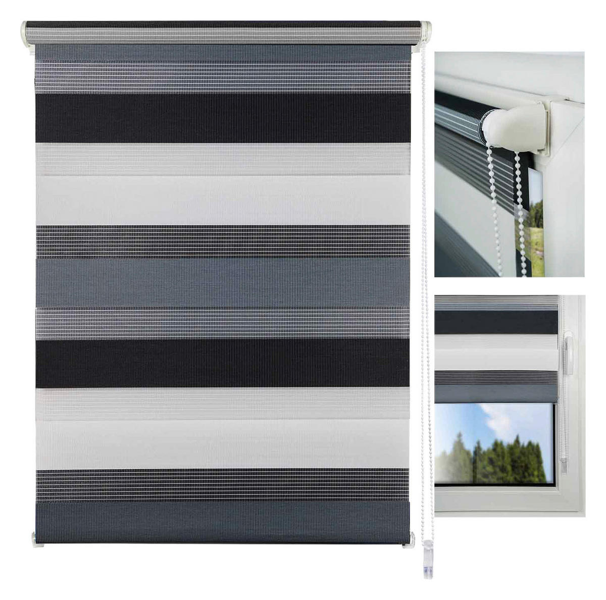 Doppelrollo Just-Triple grau B/L: ca. 80x210 cm Just-Triple - anthrazit/grau (80,00/210,00cm)