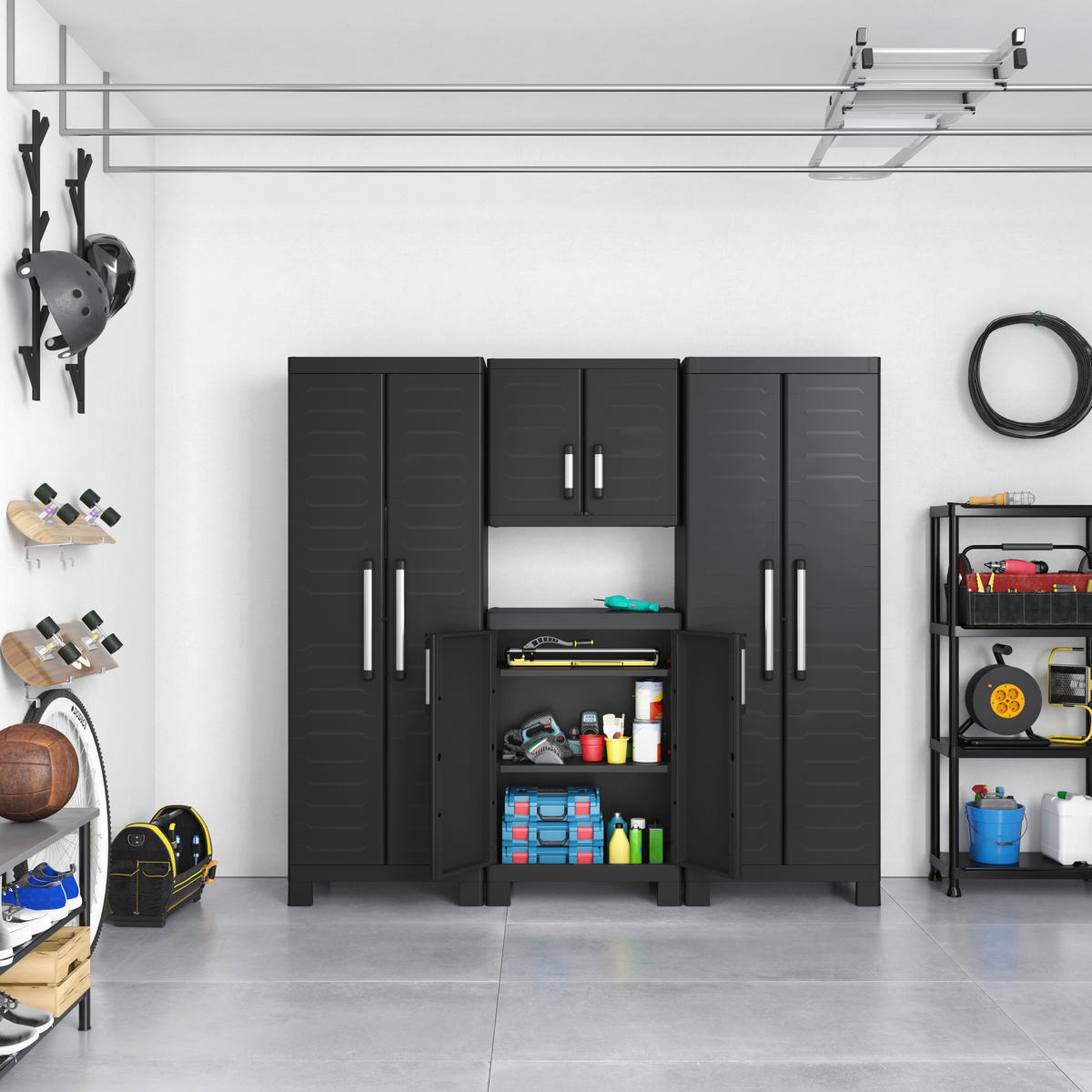 Keter Kunststoffschrank Detroit schwarz Kunststoff B/H/T: ca. 65x97x45 cm Detroit - schwarz (65,00/97,00/45,00cm) - Keter