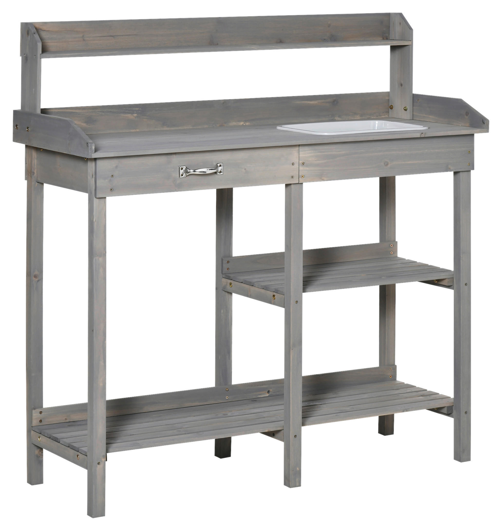 Outsunny Gärtnertisch grau B/H/T: ca. 117x121x45 cm ca. 30 kg Gärtnertisch 845-170LG - grau (117,00/121,00/45,00cm) - Outsunny
