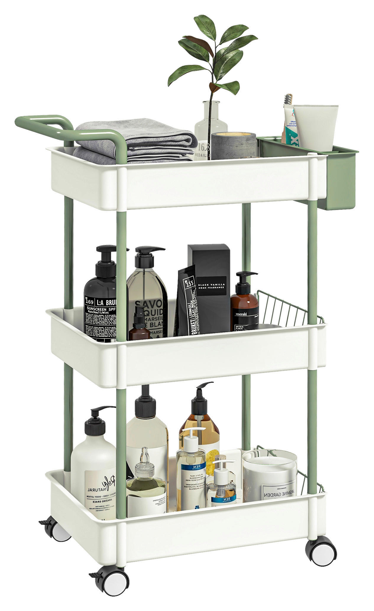 HOMCOM Küchenwagen weiß Polypropylen B/H/L: ca. 29,4x50x77 cm Küchenwagen - weiß (77,00/29,40/50,00cm) - HOMCOM