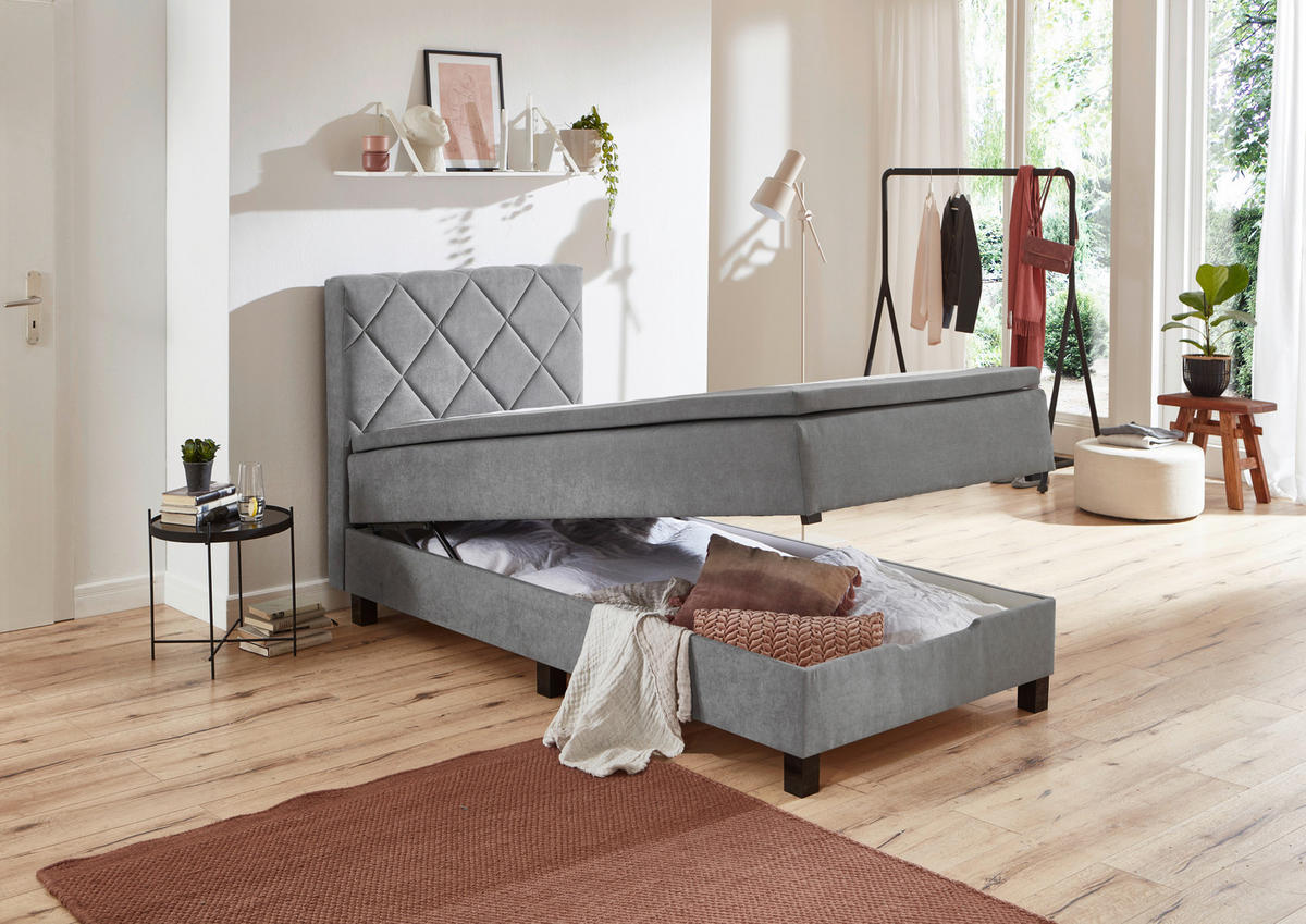 Boxspringbett Jeff silber Jeff - silber (100,00/57,00/211,00cm)