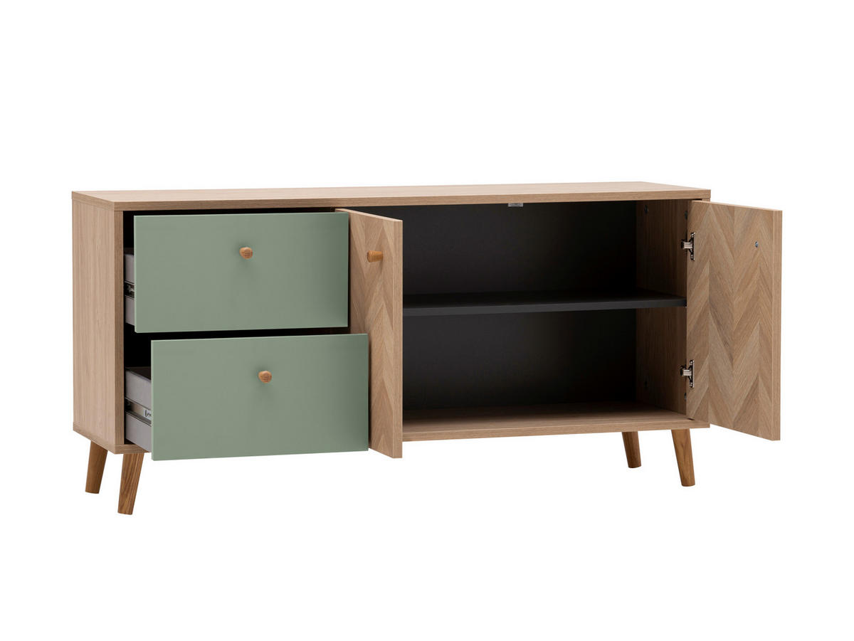 Lowboard Visby Eiche Nachbildung Pistazie B/H/T: ca. 109x44,1x33,05 cm Visby - Eiche/Pistazie (109,00/44,10/33,05cm) - Schildmeyer