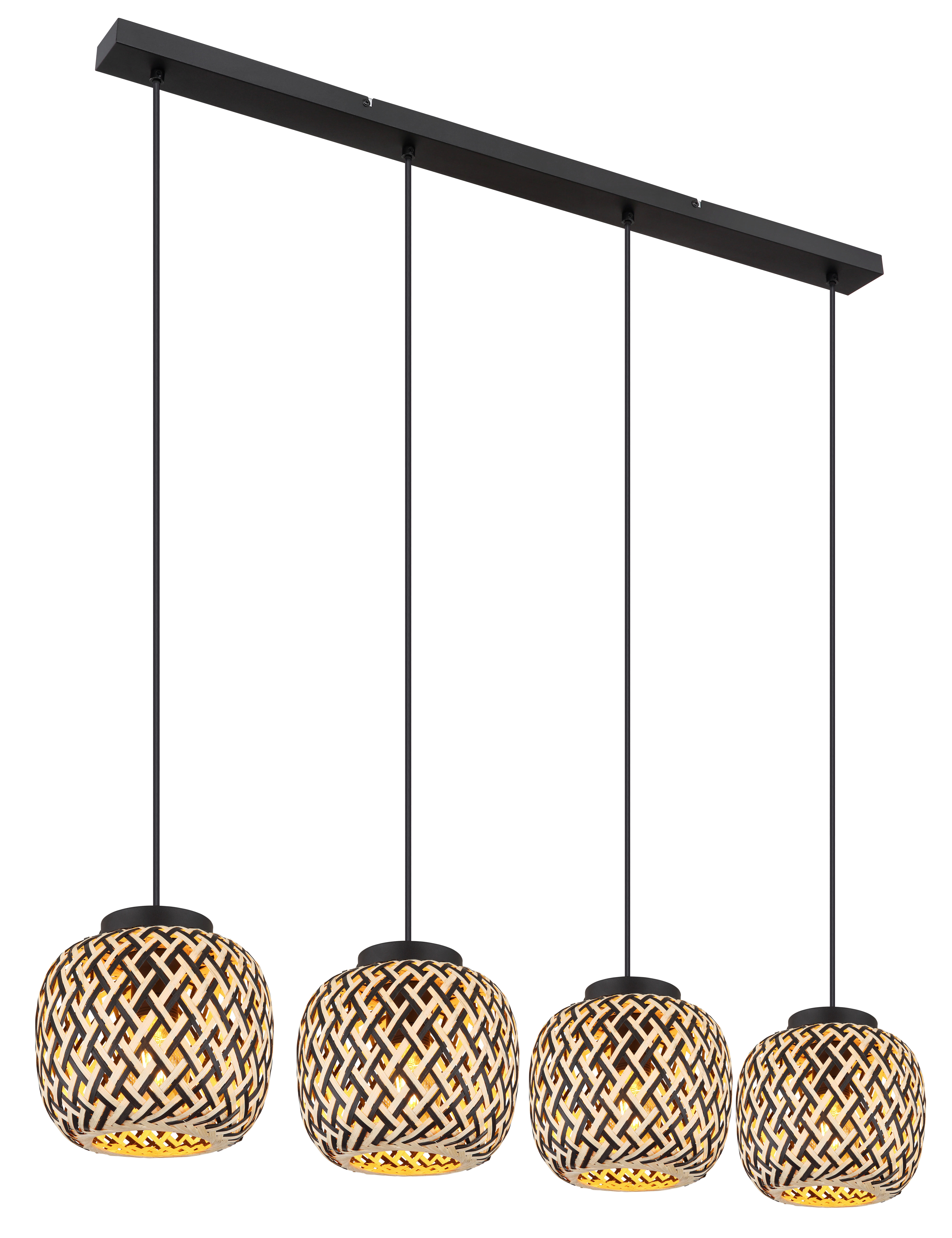 GLOBO Pendelleuchte natur schwarz Metall B/H/T: ca. 20x120x100 cm E27 4 Brennstellen COLLY - natur/schwarz (20,00/120,00/100,00cm) - GLOBO
