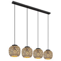 GLOBO Pendelleuchte natur schwarz Metall B/H/T: ca. 20x120x100 cm E27 4 Brennstellen COLLY - natur/schwarz (20,00/120,00/100,00cm) - GLOBO