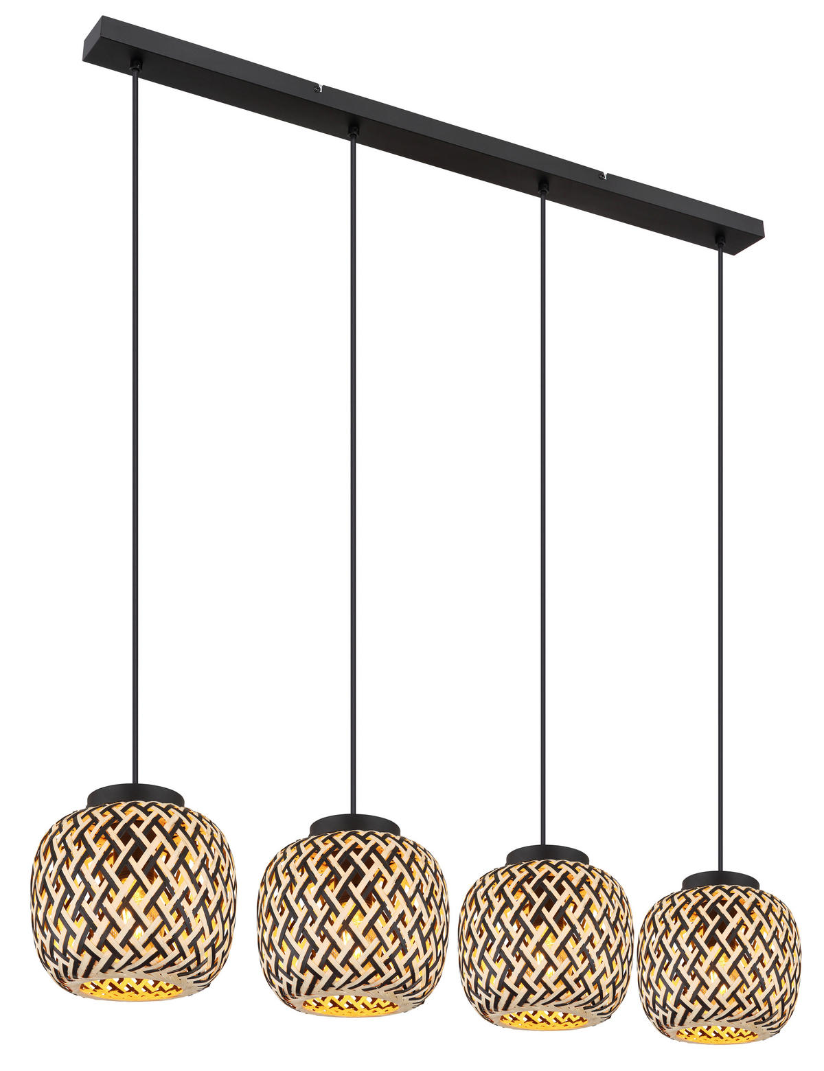 GLOBO Pendelleuchte natur schwarz Metall B/H/T: ca. 20x120x100 cm E27 4 Brennstellen COLLY - natur/schwarz (20,00/120,00/100,00cm) - GLOBO