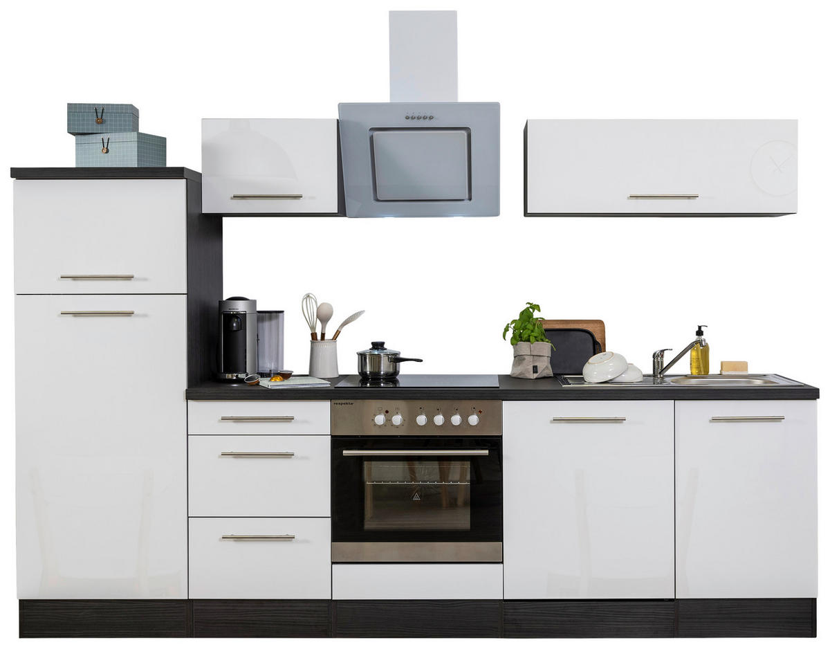 Respekta Küchenblock Premium weiß hochglänzend B/H/T: ca. 280x200x60 cm Premium - Eiche/weiß (280,00/200,00/60,00cm) - Respekta