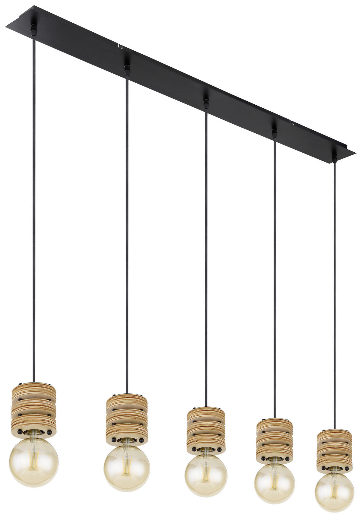 GLOBO Pendelleuchte ANGELINE 54042-5H schwarz Metall MDF B/H/T: ca. 116x120x10 cm ANGELINE - schwarz (116,00/120,00/10,00cm) - GLOBO