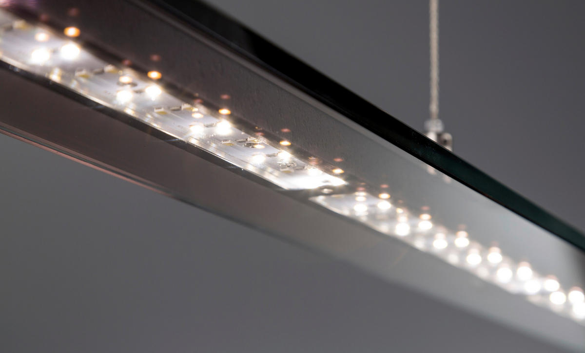 Fischer & Honsel LED-Pendelleuchte 60442 Rauch Chrom schwarz Glas Metall B/H/T: ca. 88x150x9 cm 1.0 Brennstellen Tenso TW - schwarz/Rauch (88,00/150,00/9,00cm) - Fischer & Honsel