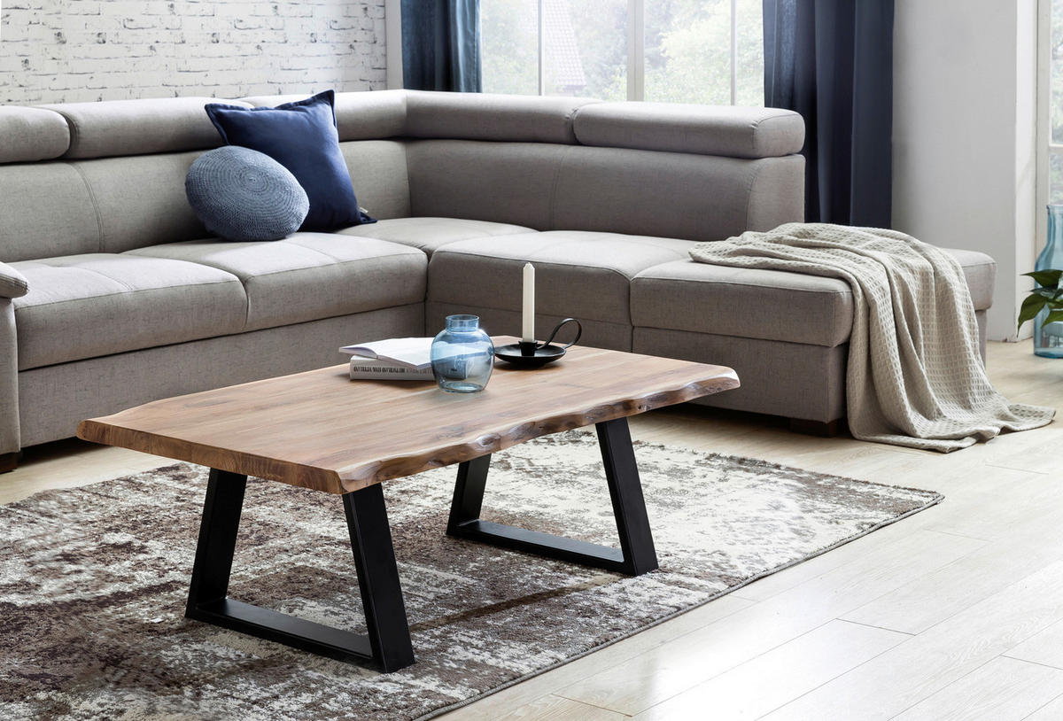 Couchtisch natur schwarz B/H/T: ca. 115x40x61 cm Couchtisch - natur/schwarz (115,00/40,00/61,00cm) - Wohnling