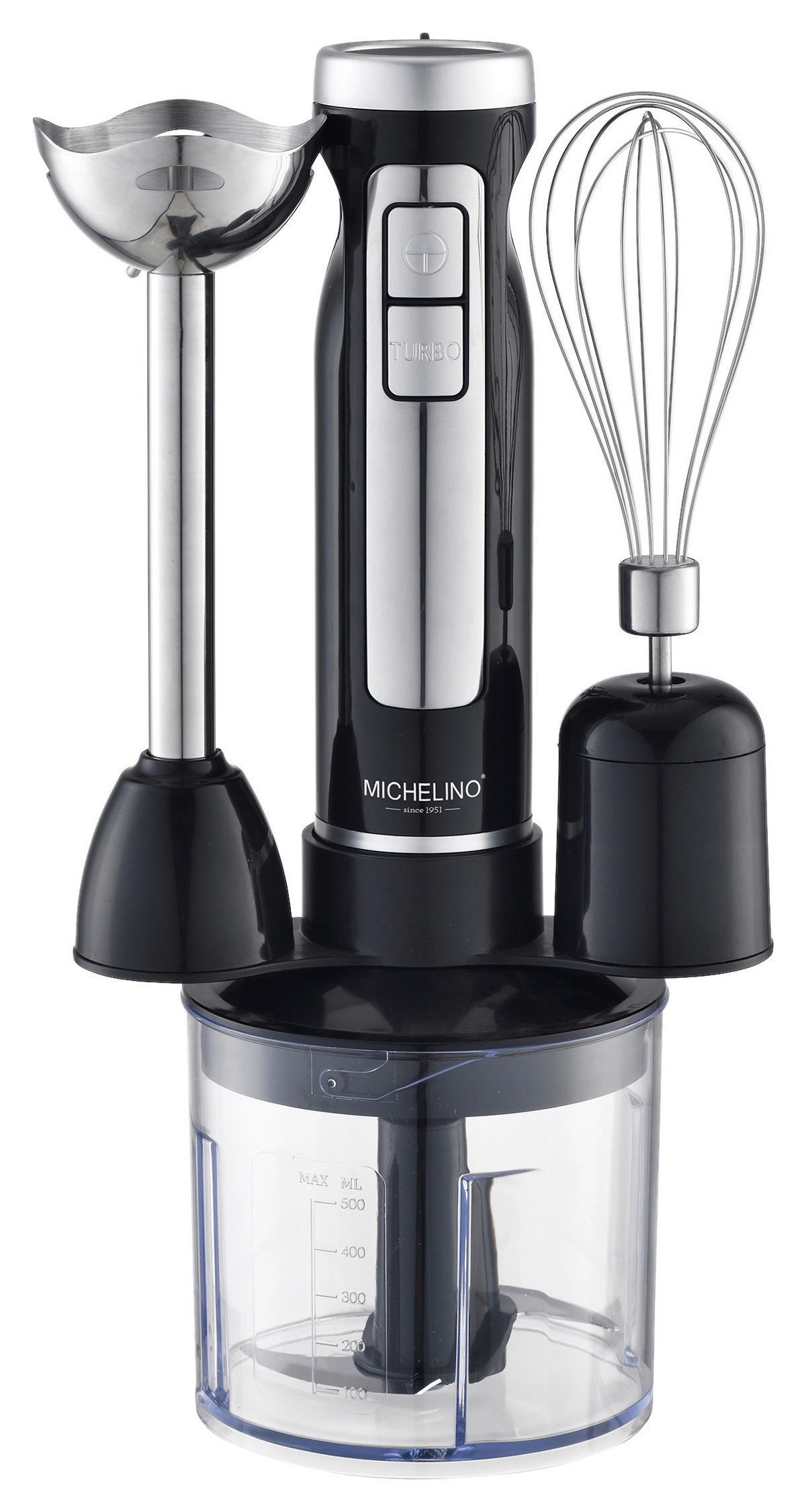 MICHELINO Stabmixer 74447 silber schwarz Edelstahl Kunststoff H/D: ca. 33x33 cm Stabmixer_3in1 74447 - schwarz/silber (33,00/33,00cm) - MICHELINO