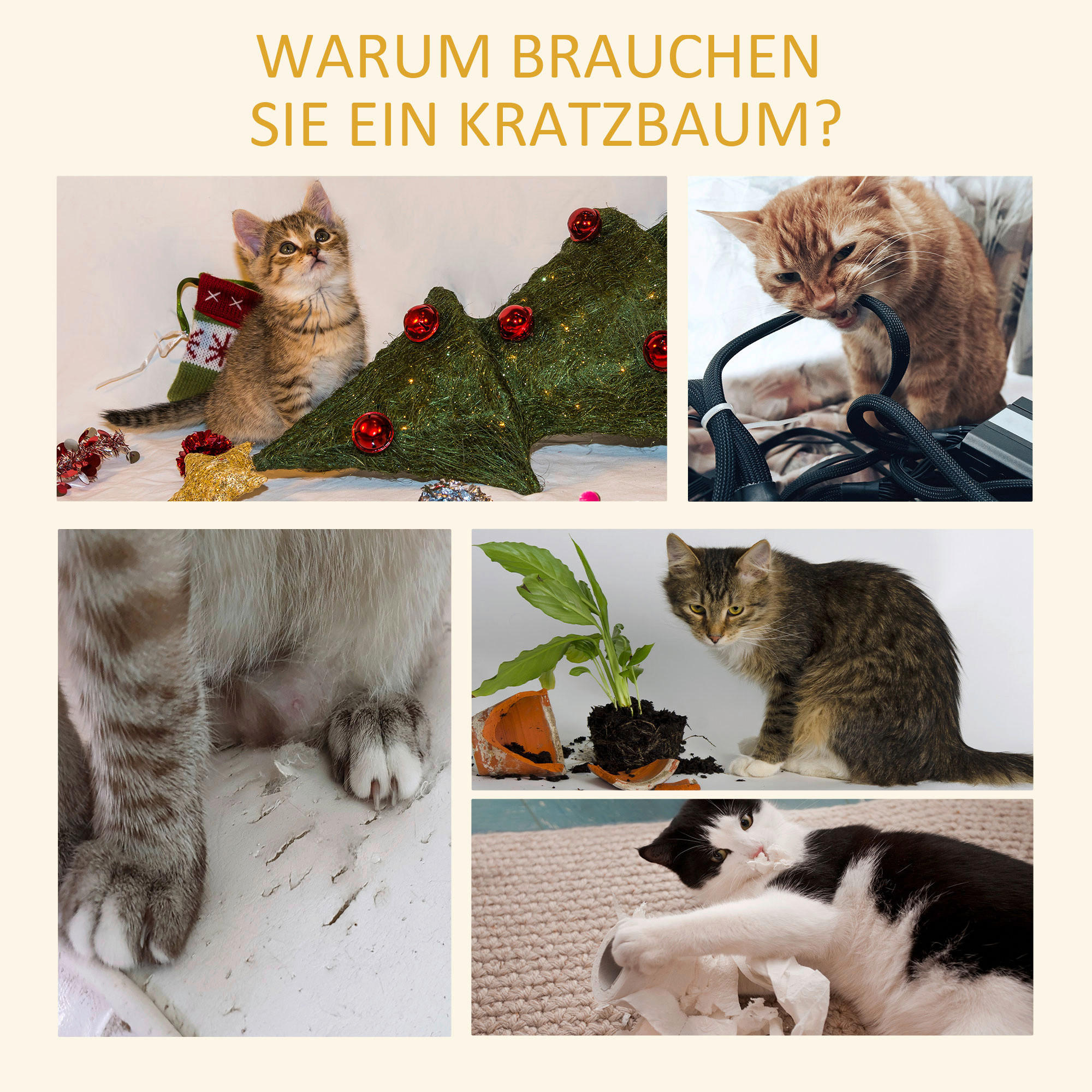 PawHut Kratzbaum grau Polyester B/H/L: ca. 27x228x43 cm Kratzbaum - grau (43,00/27,00/228,00cm) - PawHut