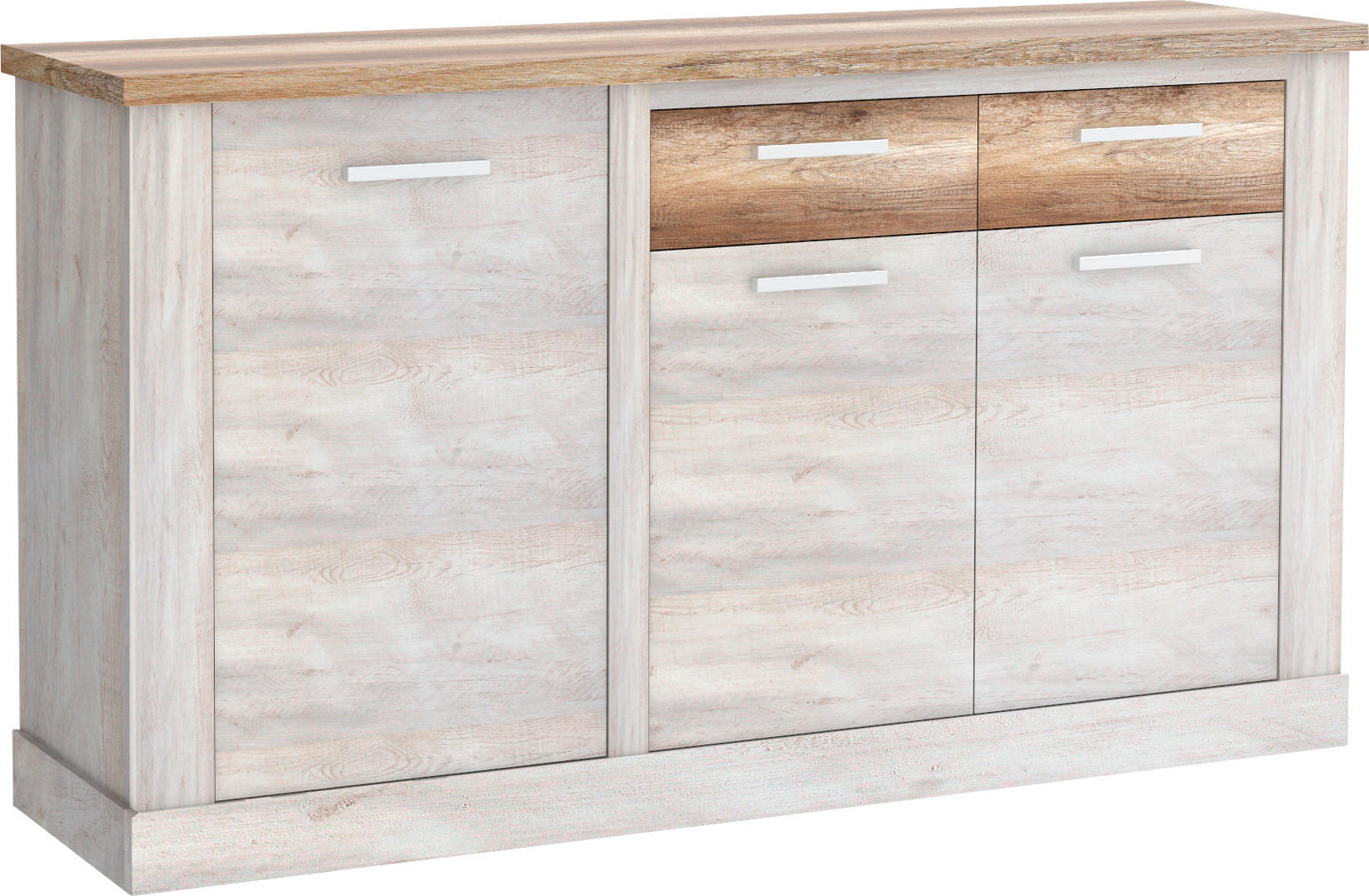 Sideboard  weiß Pinie Nachbildung Eiche Antik Nachbildung B/H/T: ca. 172x90x41 cm Duro_Sideboard DURK231L-T75 - Eiche/weiß (172,00/90,00/41,00cm)