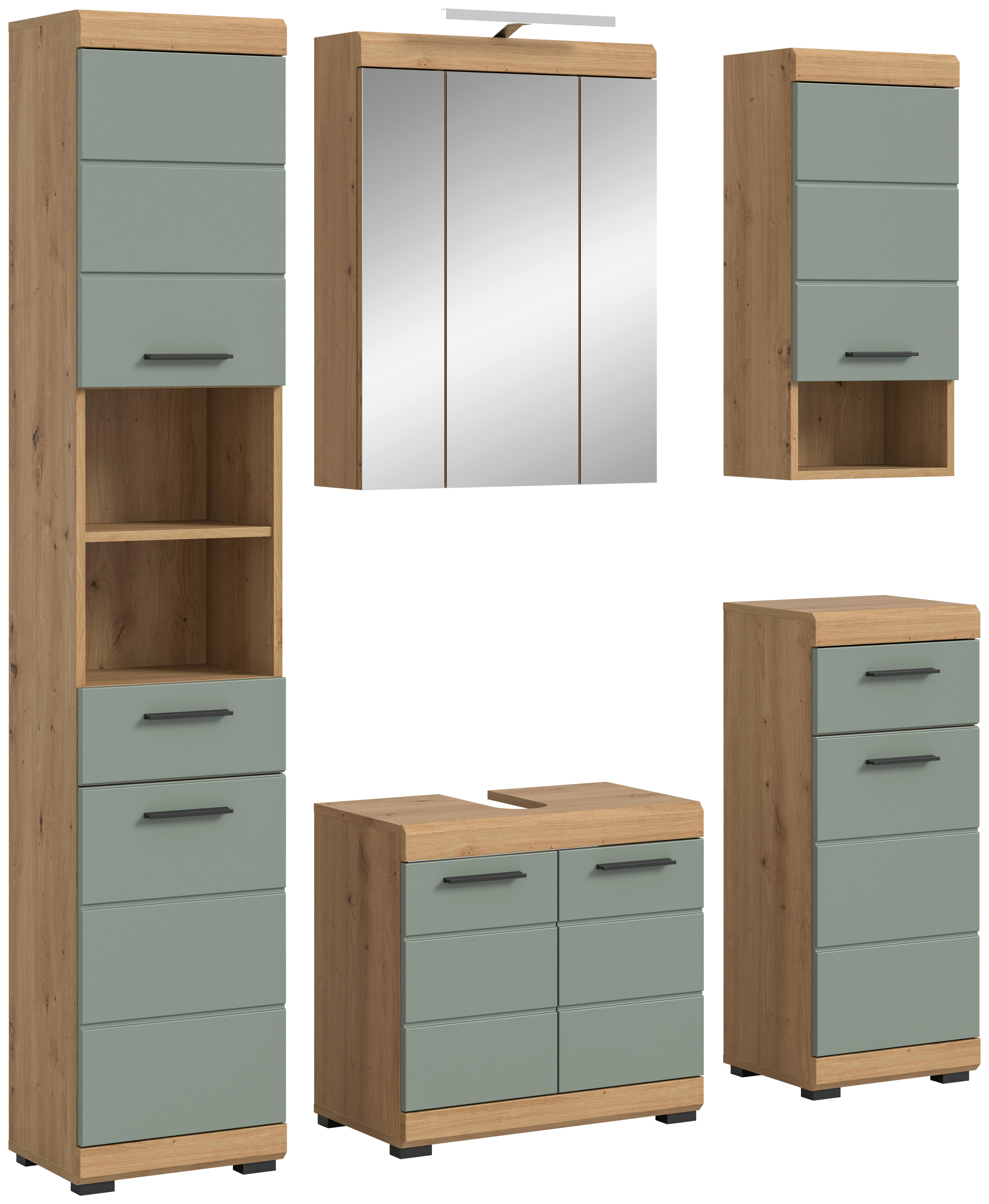 Badezimmer-Set Scout Eiche Artisan Nachbildung salbei Nachbildung B/H/T: ca. 164x191x34 cm Scout - Eiche/salbei (164,00/191,00/34,00cm) - xonox.home