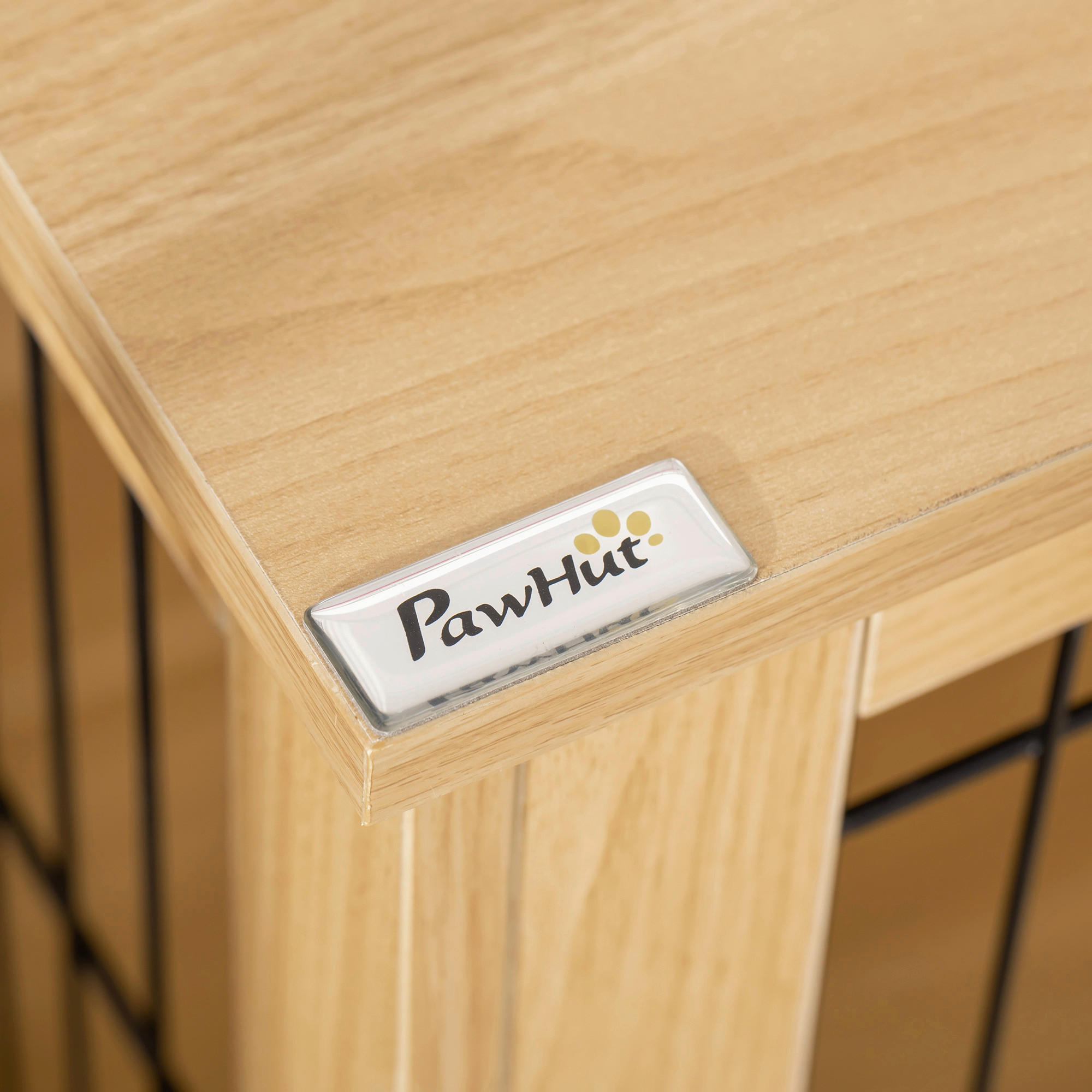 PawHut Hunde-Zubehör Eiche Polypropylen B/H/L: ca. 58,5x81x76 cm Hundekäfig - Eiche (76,00/58,50/81,00cm) - PawHut
