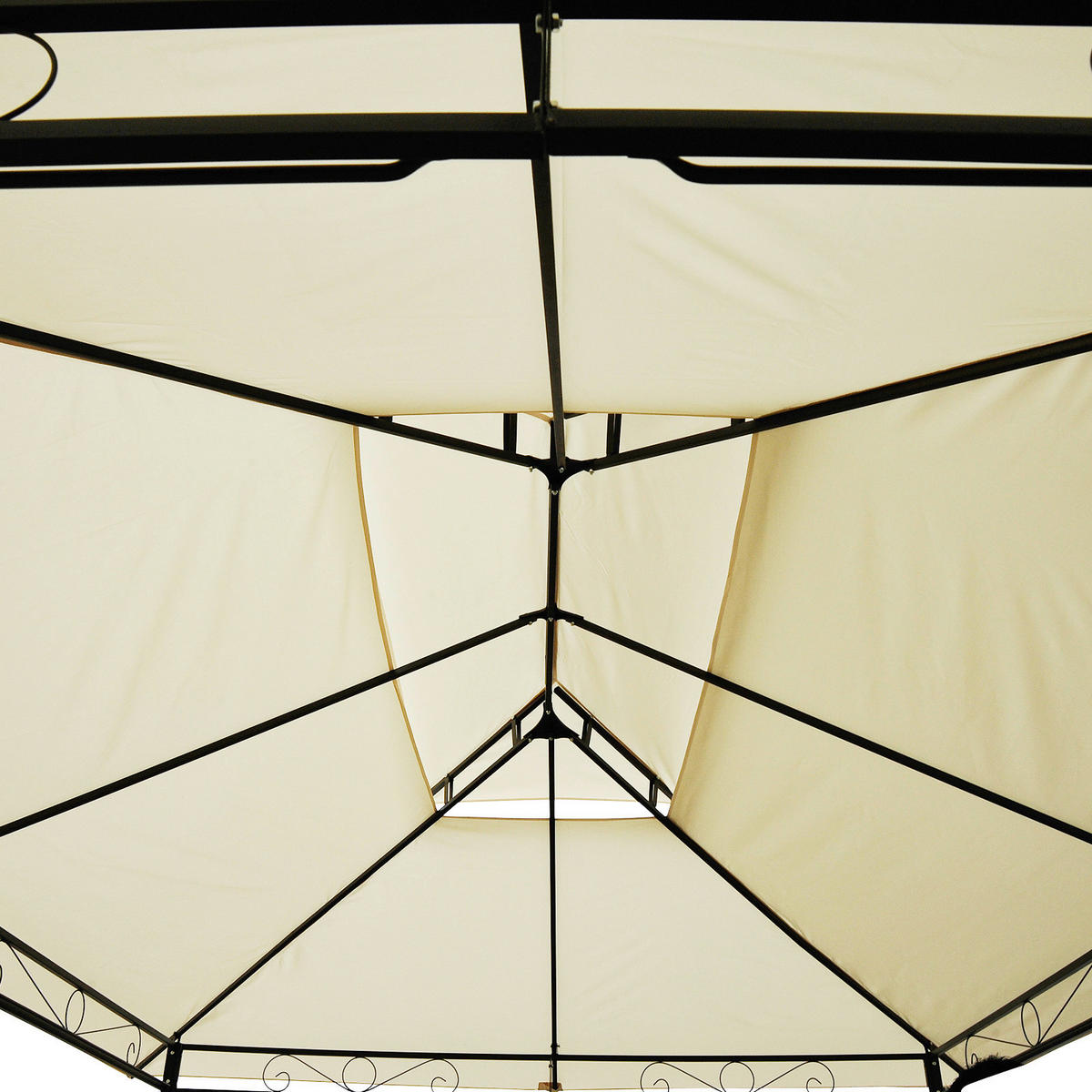 Outsunny Gartenpavillon creme Stahl B/H/L: ca. 300x265x400 cm Gartenpavillon_mit_Doppeldach - creme/schwarz (400,00/300,00/265,00cm) - Outsunny