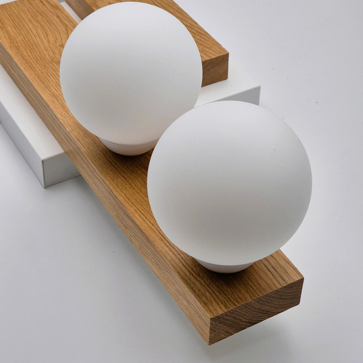 Lamkur Deckenleuchte MATTE 50195 weiß Eiche Stahl Glas Eiche H/L: ca. 19x64 cm G9 4 Brennstellen Matte - Eiche/weiß (64,00cm) - Lamkur