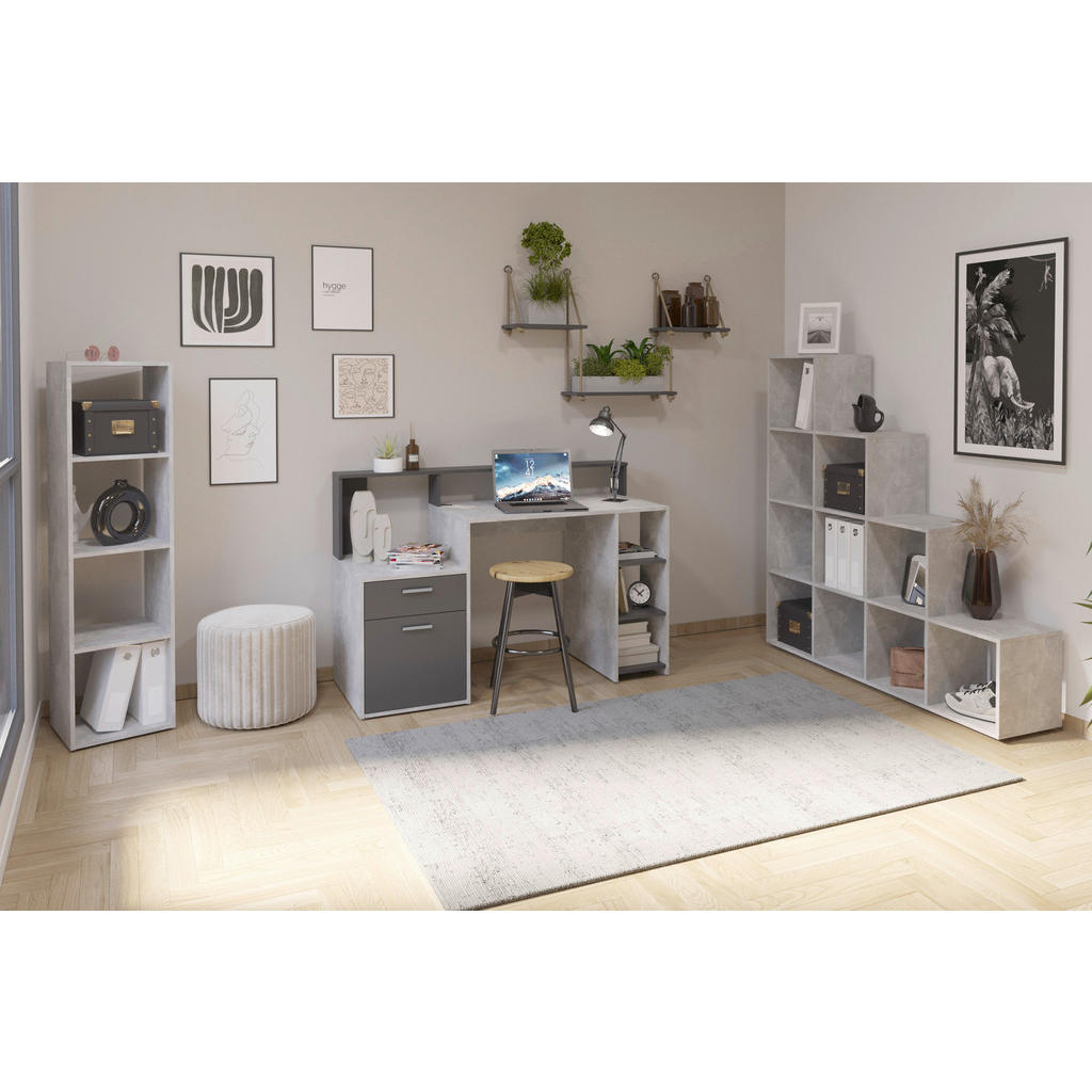 Thumbnail - Schreibtisch Beton Optik anthrazit B/H/T: ca. 139x92x54 cm