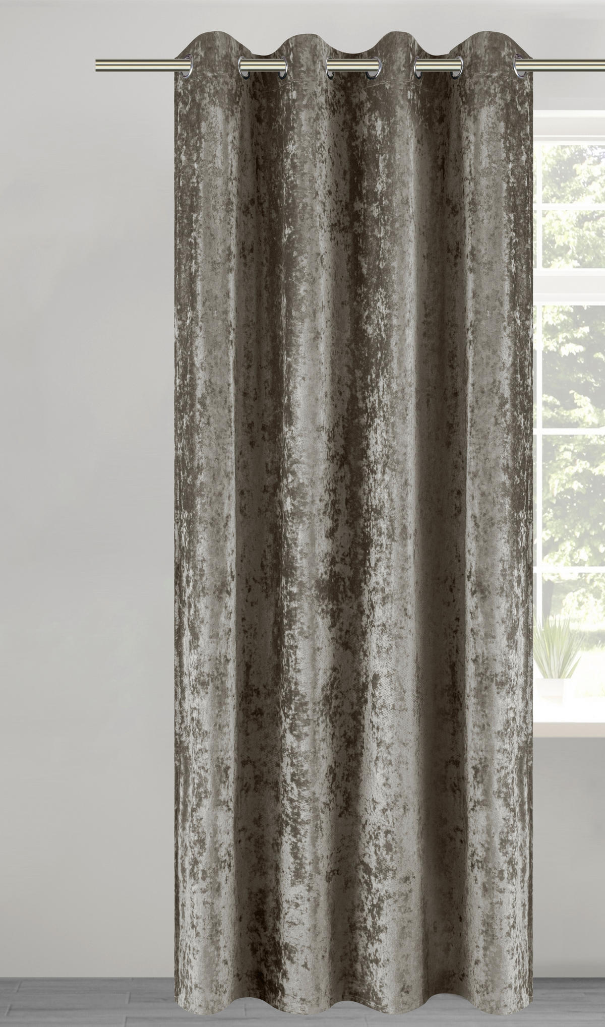 POCOline Ösenvorhang Shiny taupe B/L: ca. 135x245 cm Shiny - taupe (135,00/245,00cm) - POCOline